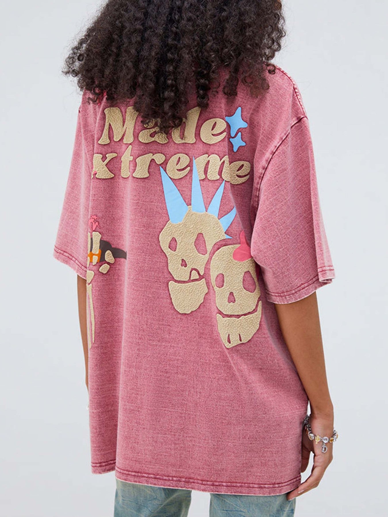 Thesupermade Fun Cartoon Foam Print T-shirt