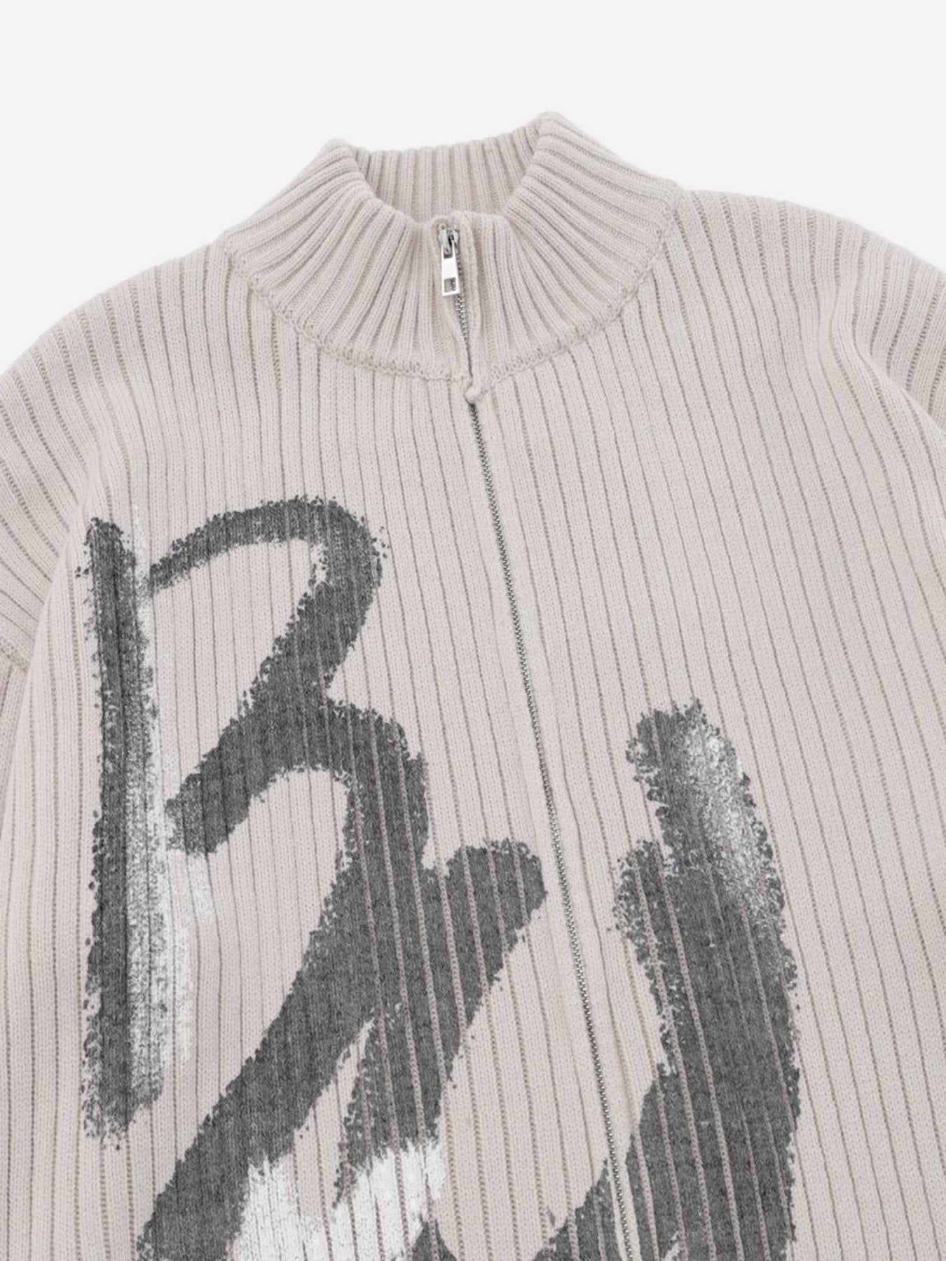 Thesupermade Vintage Graffiti Print Cardigan Sweater
