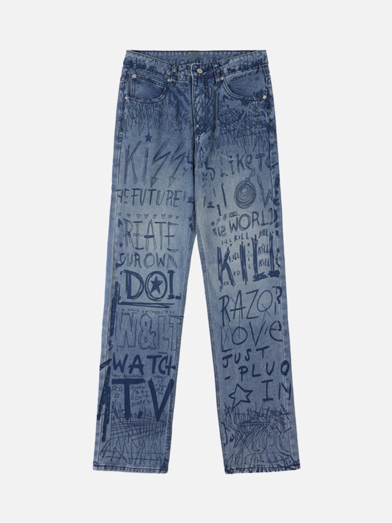 Thesupermade Hip-hop Graffiti Alphabet Jeans - 1743