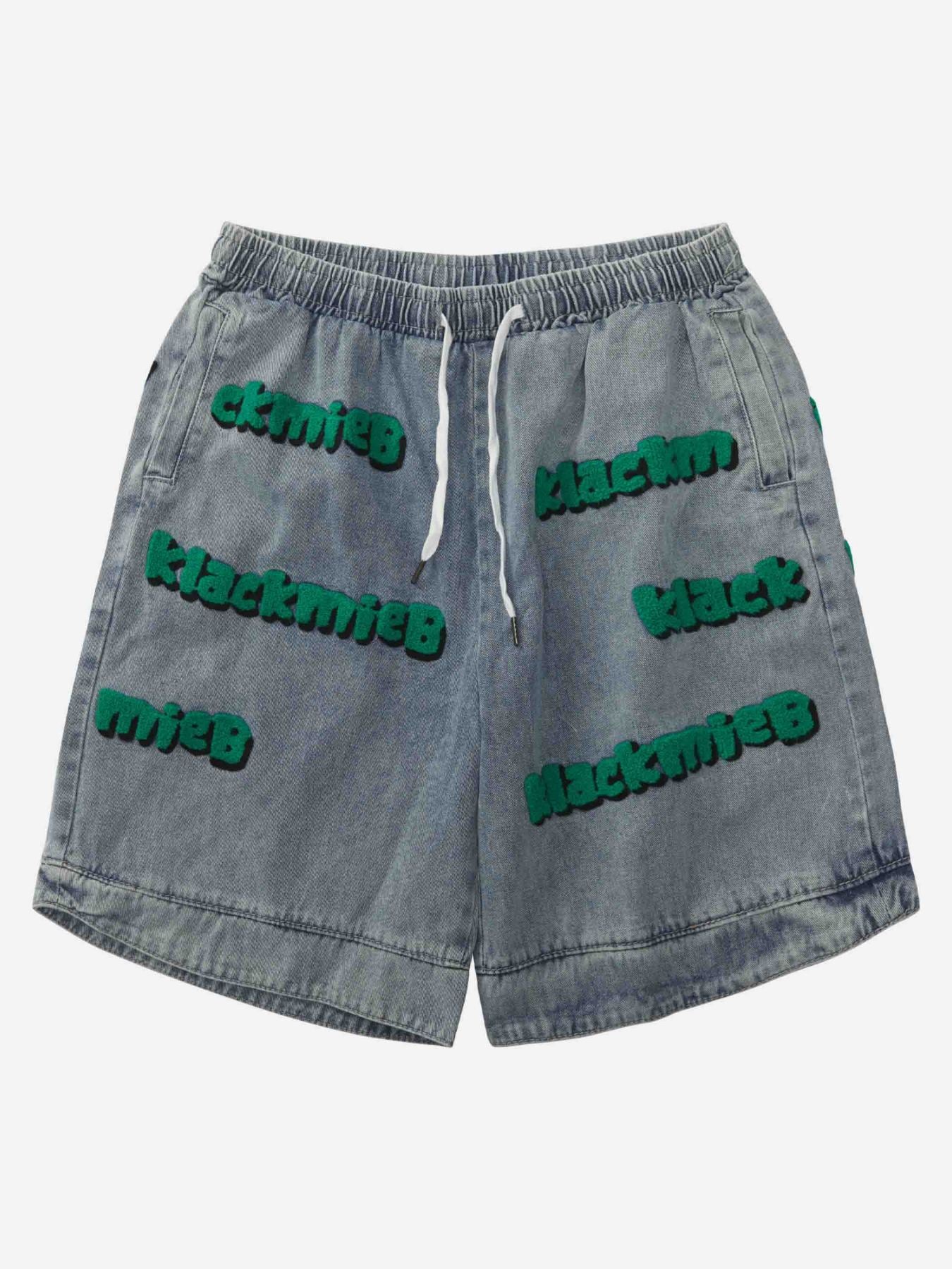 Thesupermade Embroidered Denim Shorts