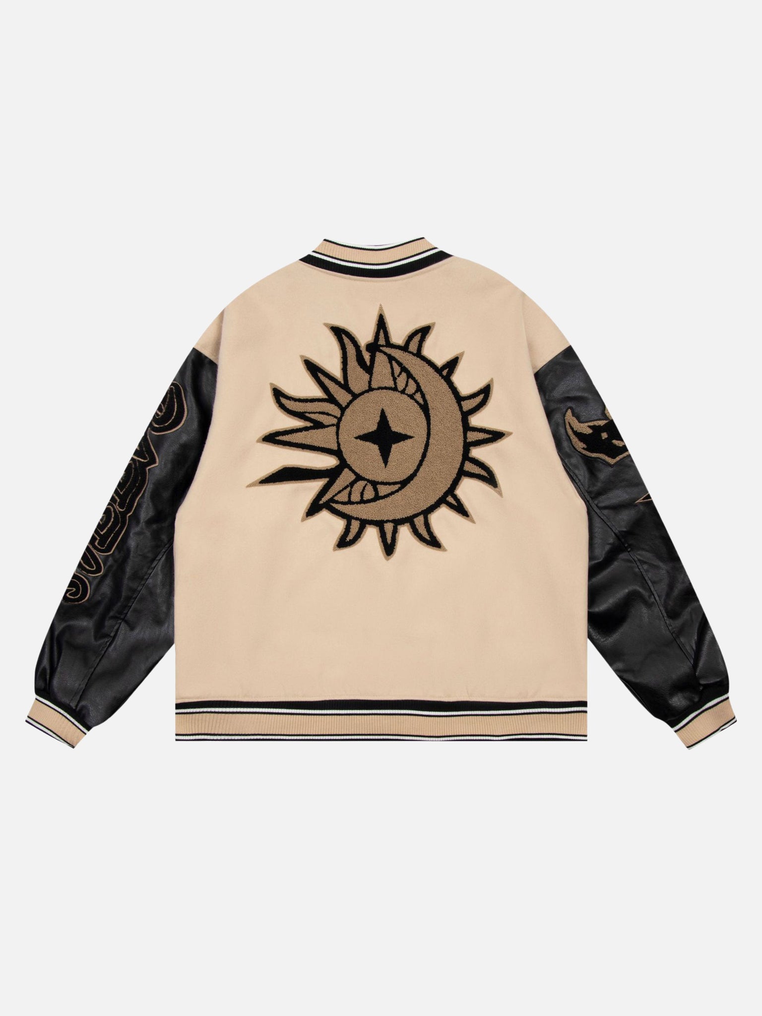 The Supermade American Creative Flame Elements Letter Embroidery Baseball Jacket -1608