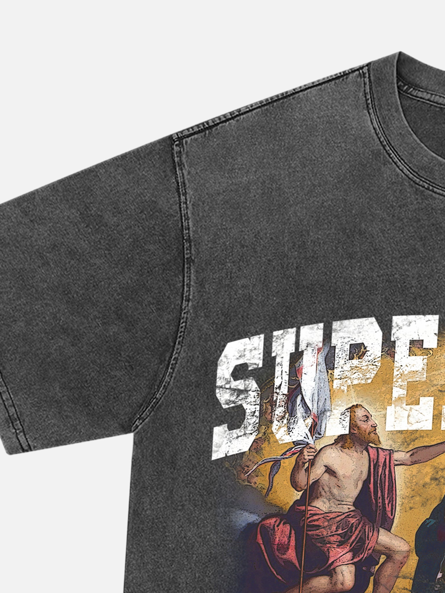 Thesupermade Renaissance Washed Distressed Hip Hop T-shirt