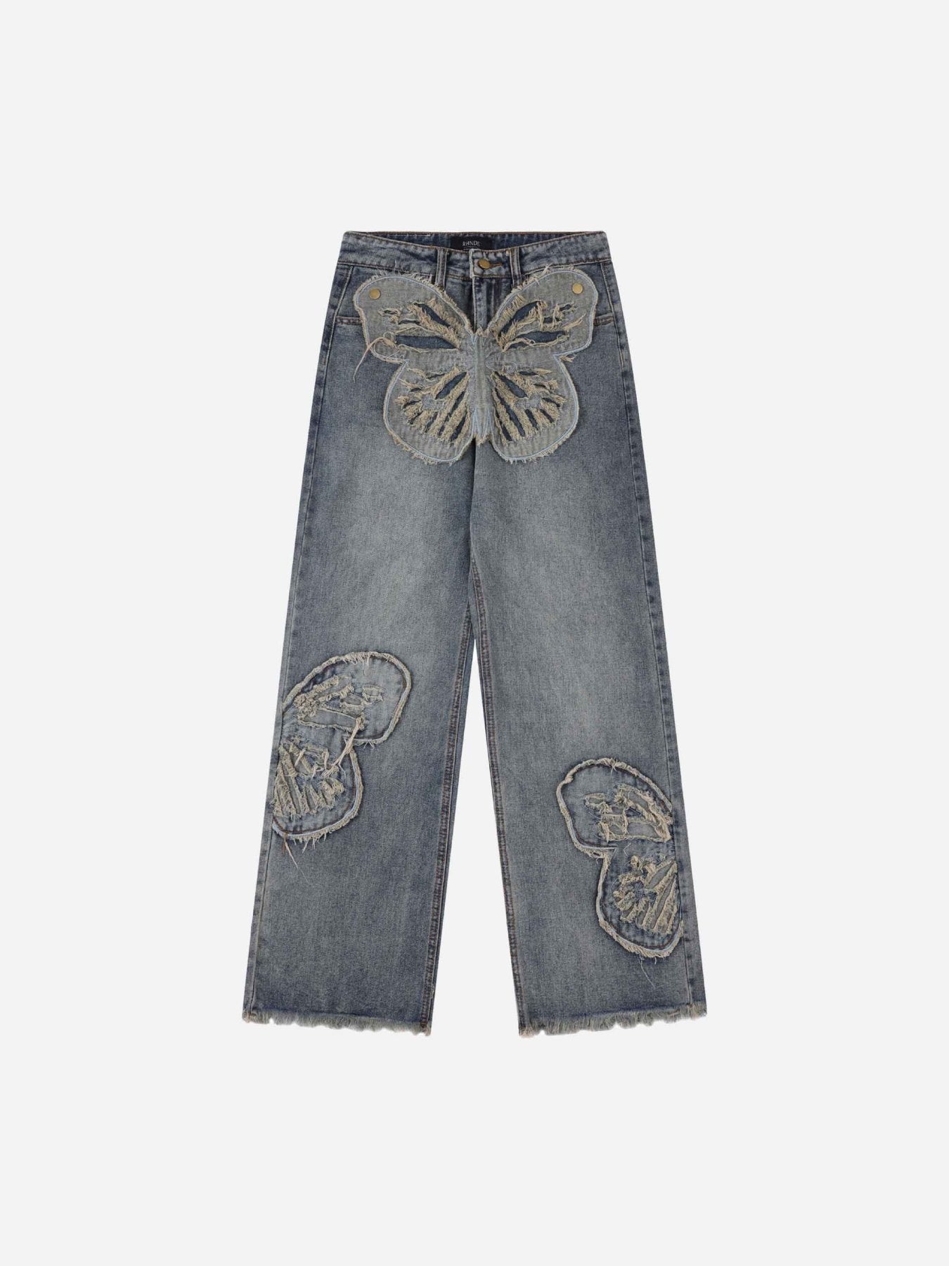 Thesupermade Appliqued Butterfly Embroidered Jeans