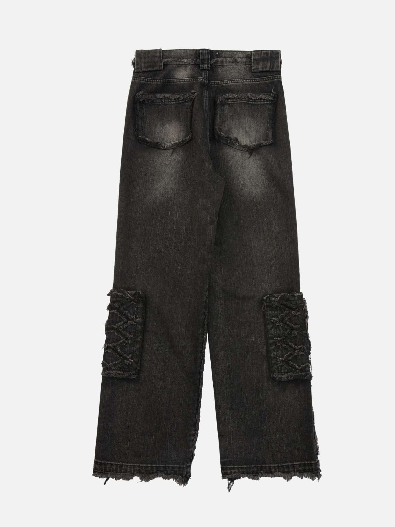 Thesupermade Black Washed Raw Edge Jeans