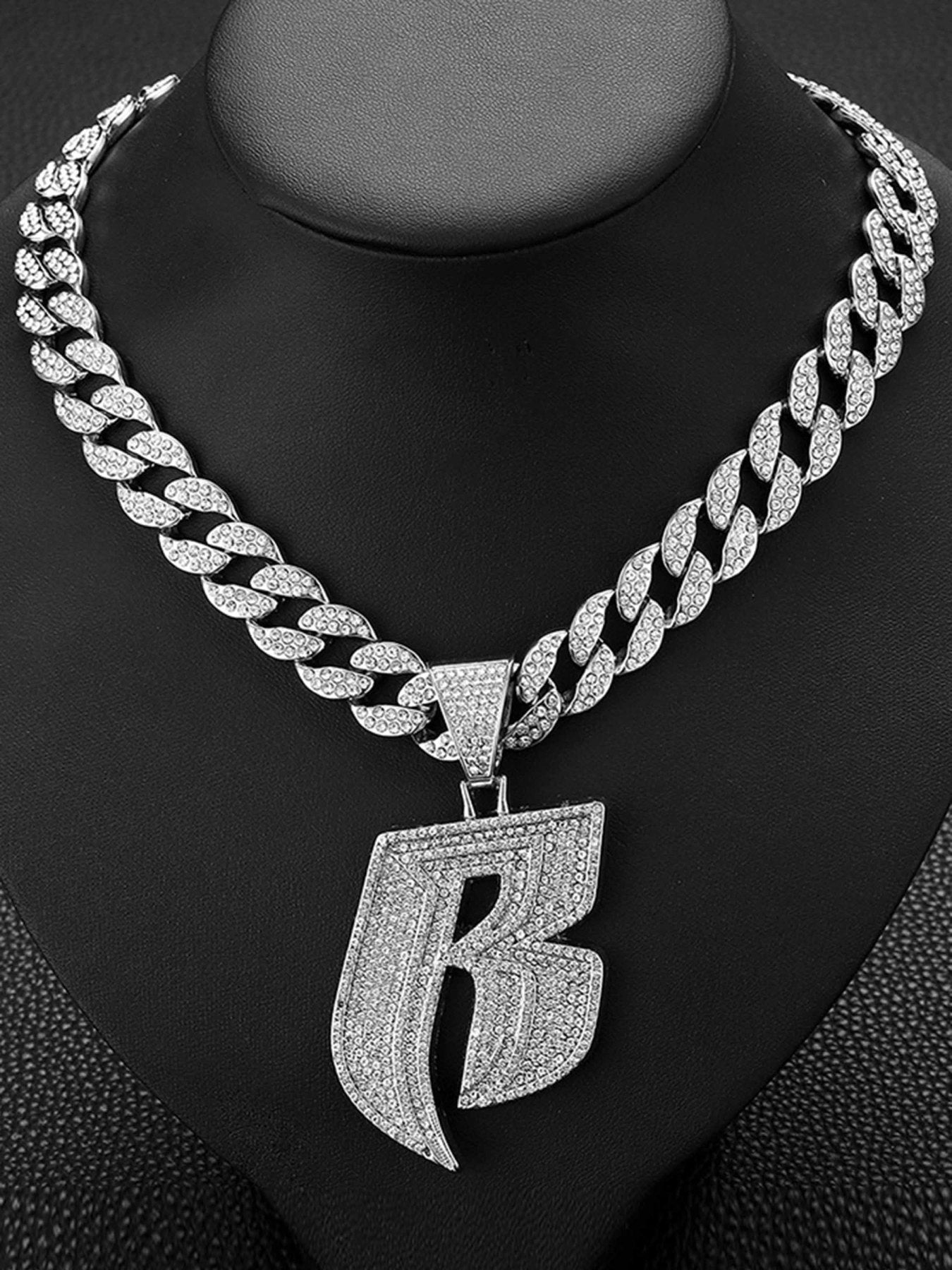 Thesupermade Hip Hop Diamond Monogram Necklace
