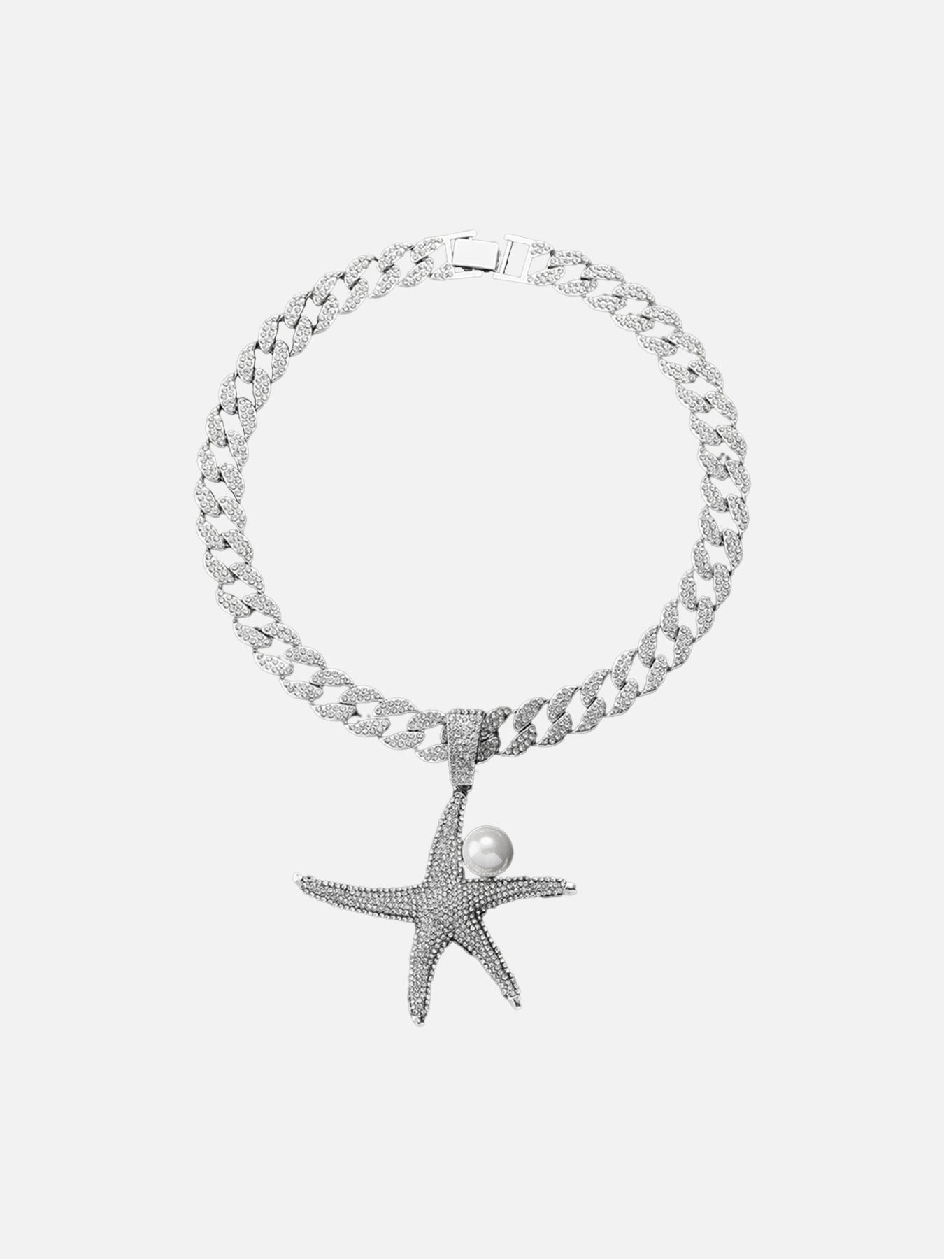 The Supermade Full Diamond Starfish Pearl Cuban Necklace