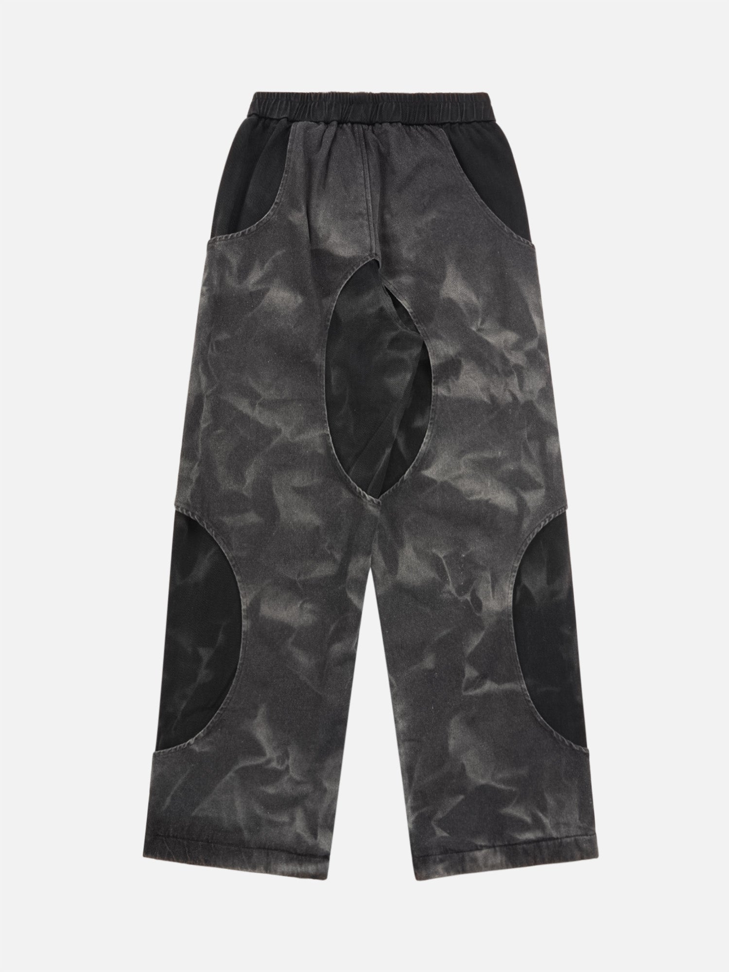 Thesupermade Distressed Tie-dye Cutout Hip-hop Sweatpants