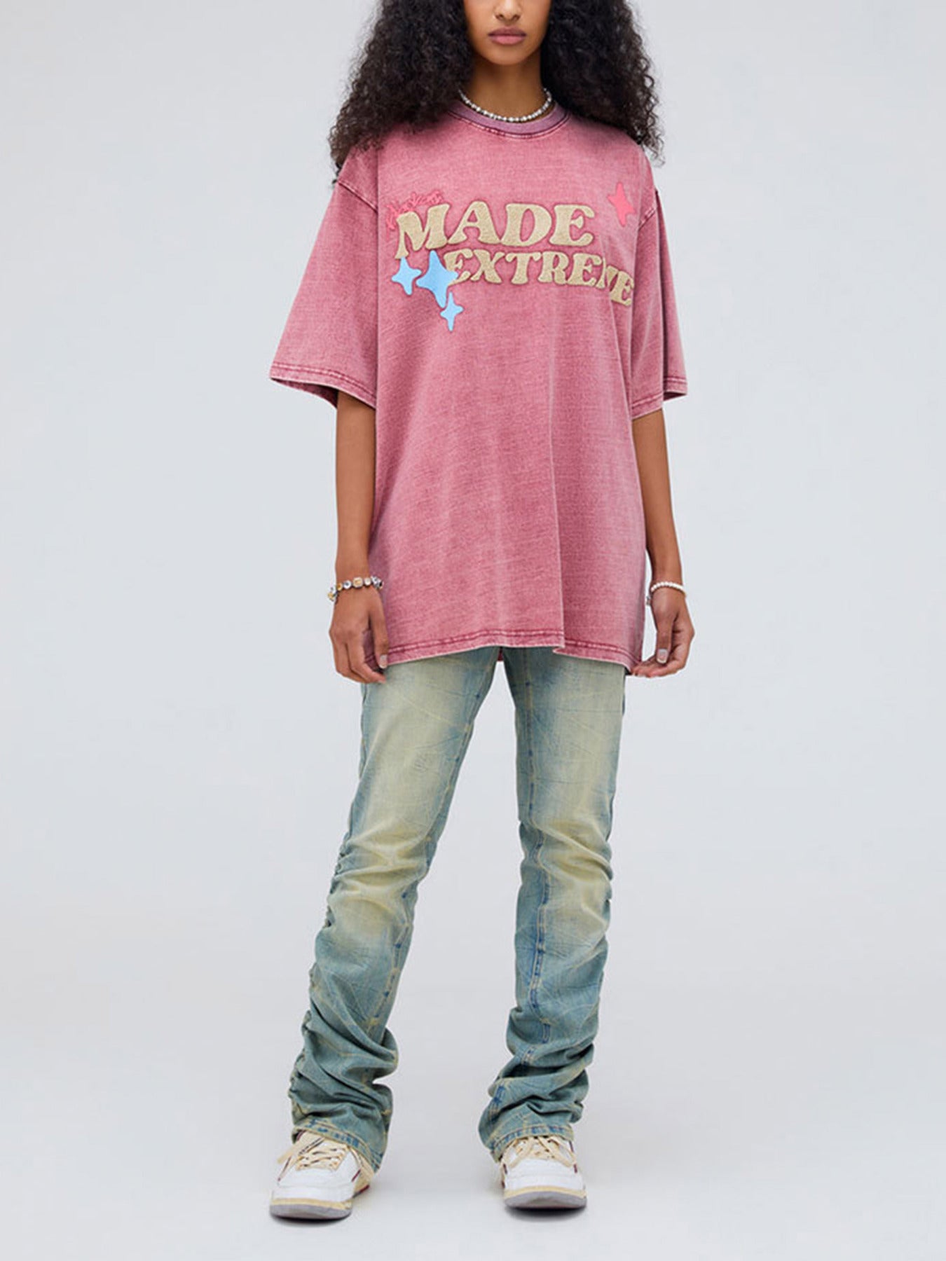 Thesupermade Fun Cartoon Foam Print T-shirt