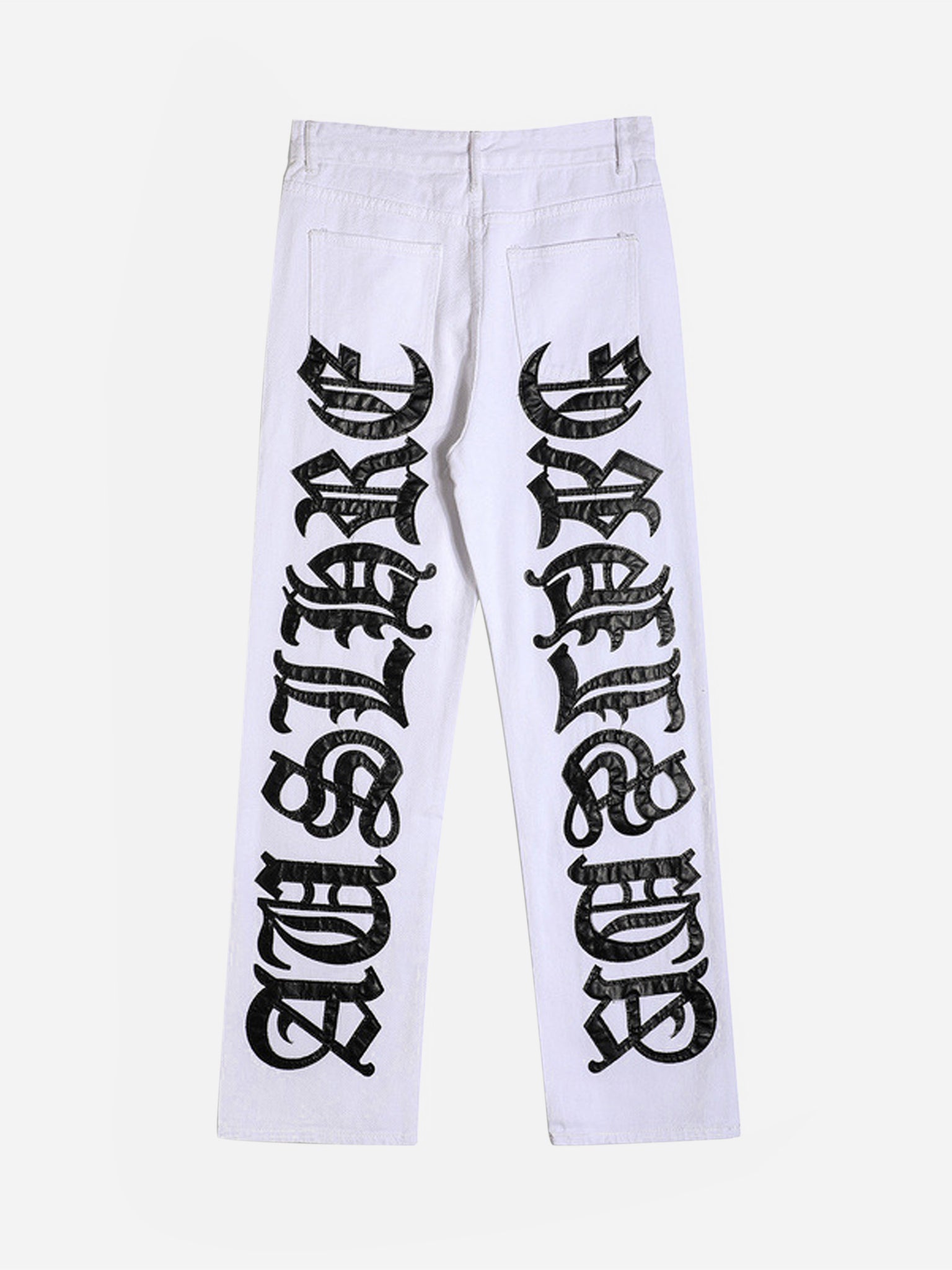 The Supermade American High Street Burning Text Embroidered Letters Jeans -1478