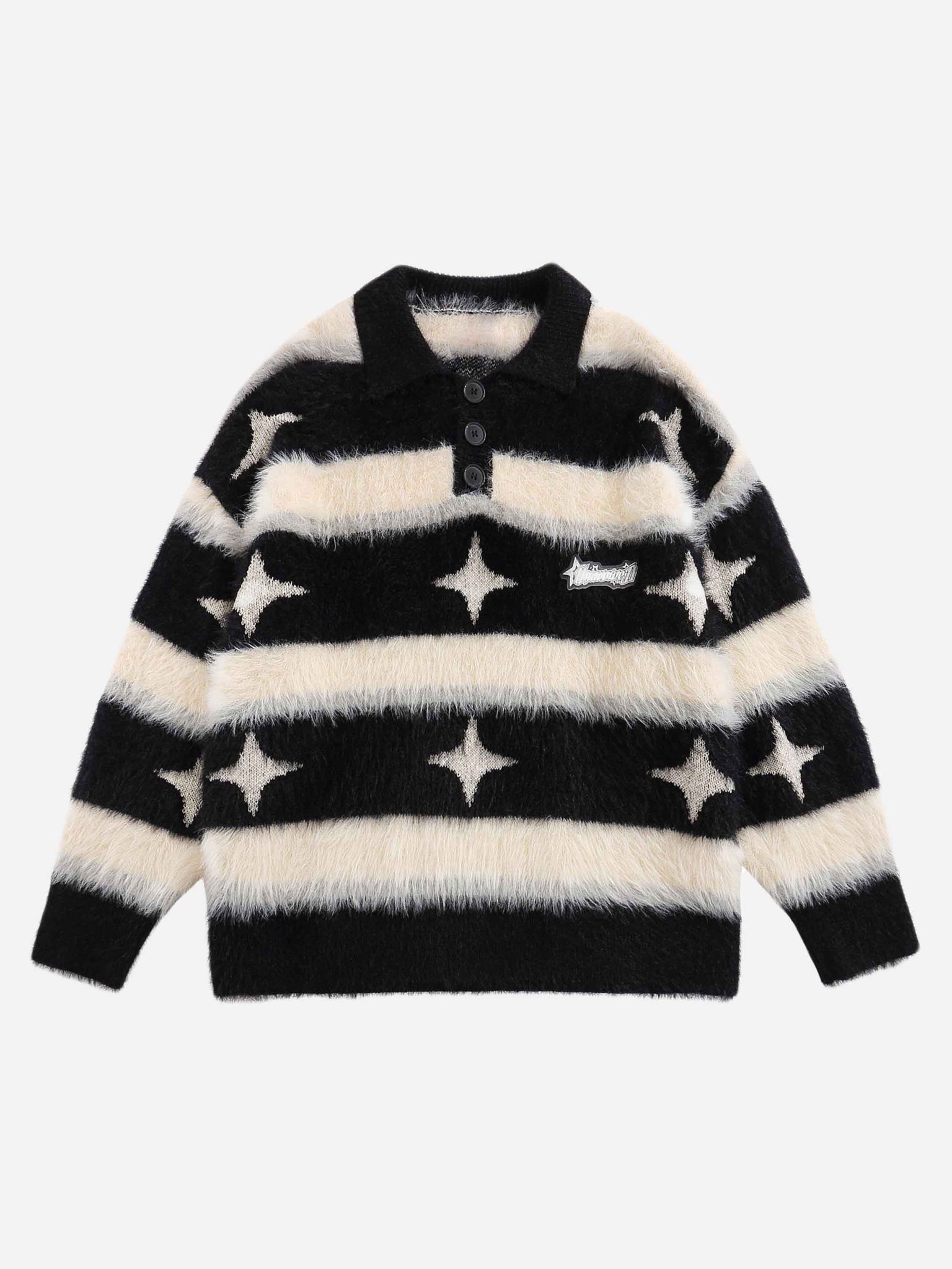 The Supermade Padded Striped Star Lapel Sweater - 1817