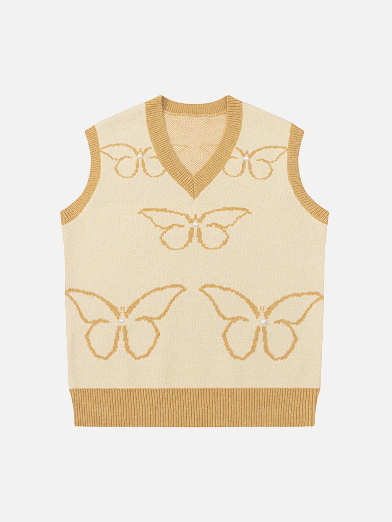 Thesupermade Vintage Butterfly V-Neck Vest Sweater