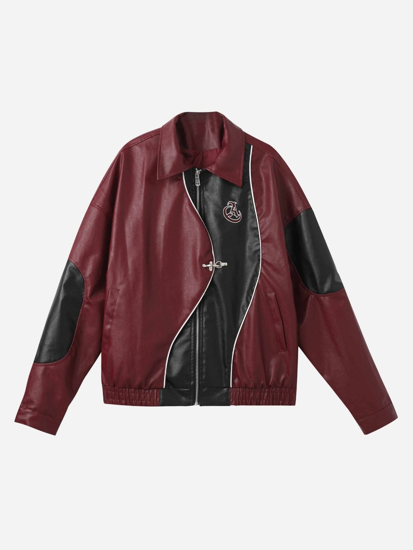 The Supermade Loose Patchwork PU Leather Jacket