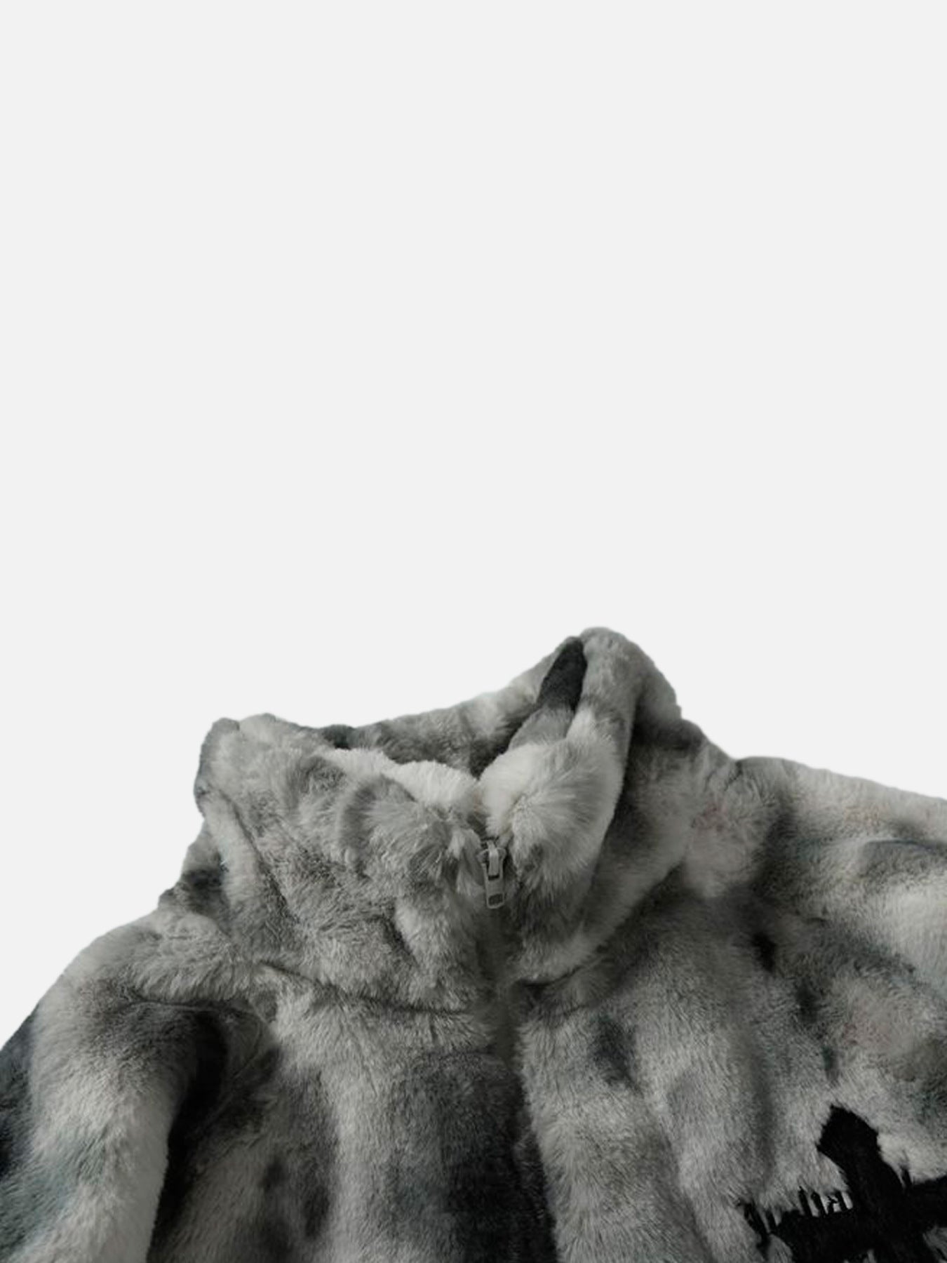 The Supermade American Vintage Tie-dye Gradient Plush Embroidered Lambswool Jacket - 1558