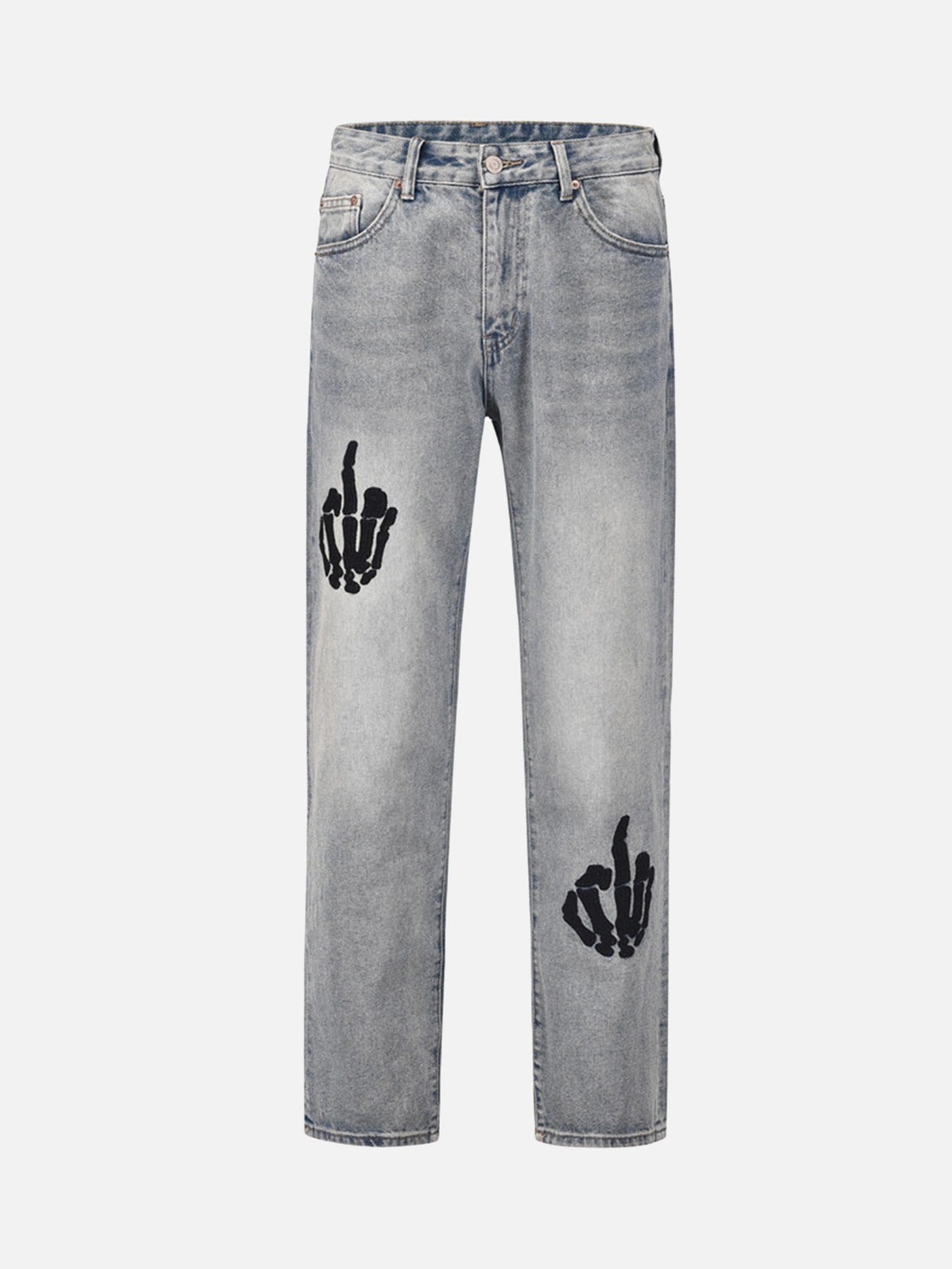 The Supermade Skull Gesture Embroidered Jeans