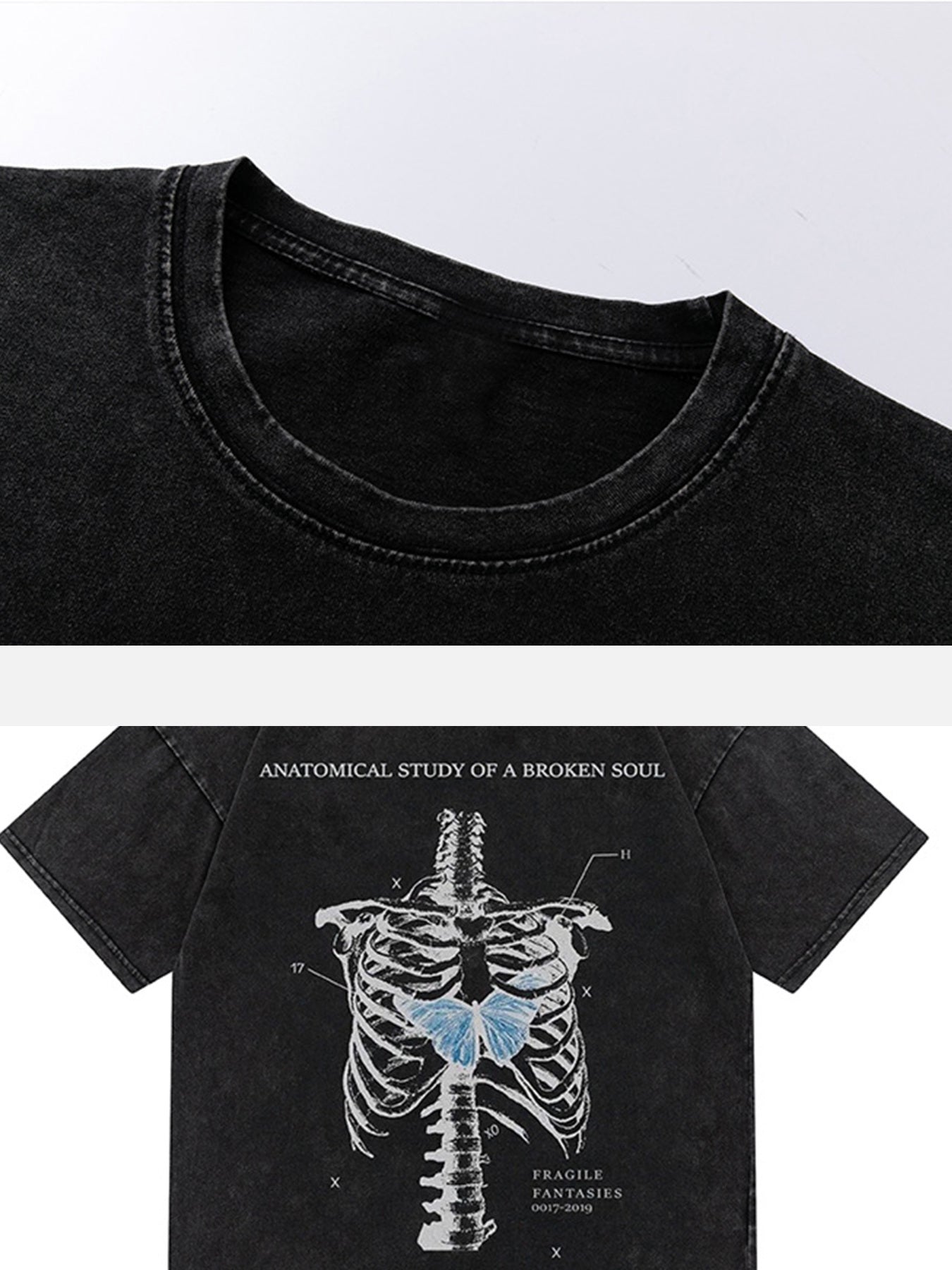 The Supermade Skull Print Washed T-Shirt -1588