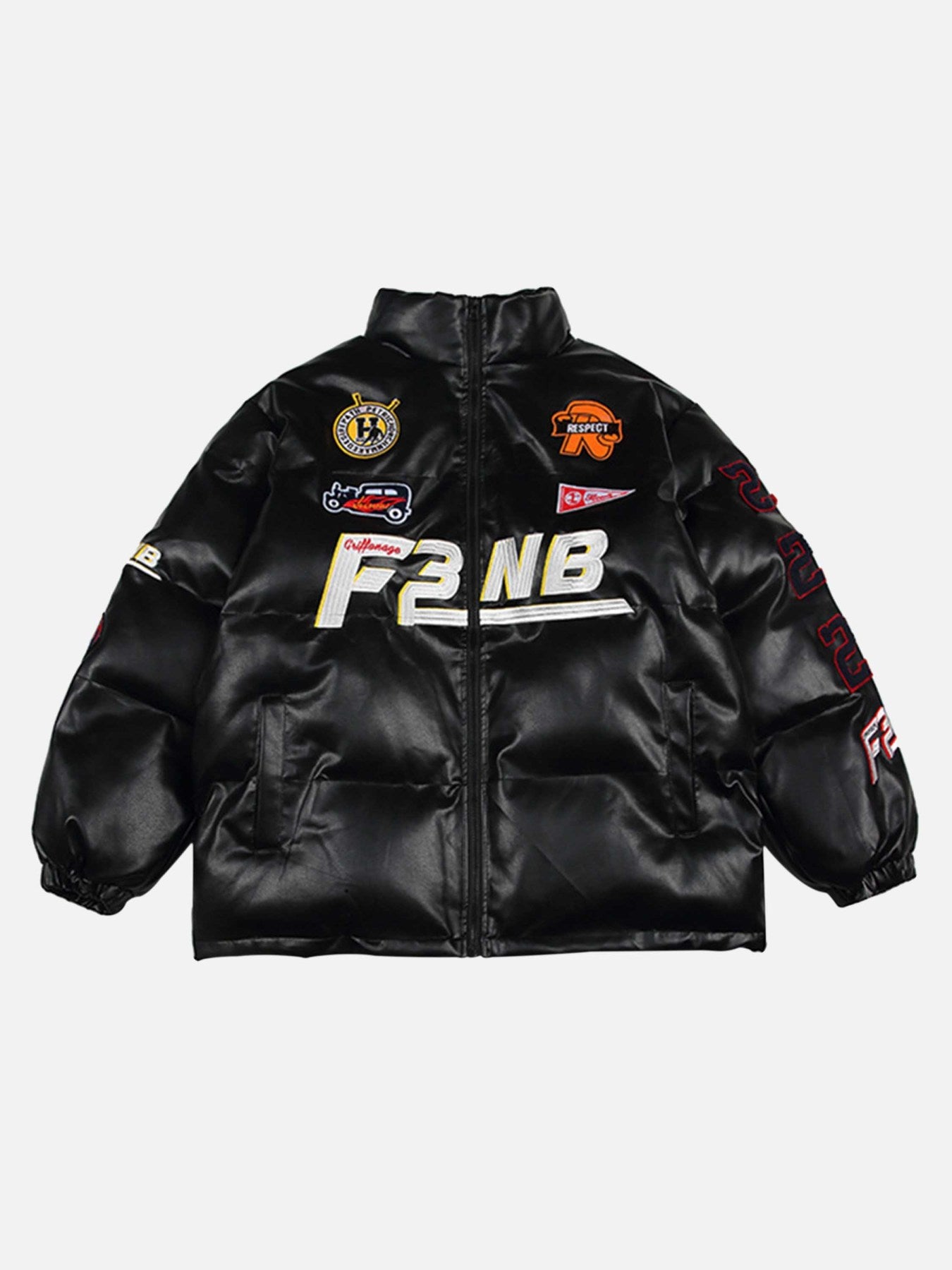 Thesupermade Embroidered PU Leather Jacket