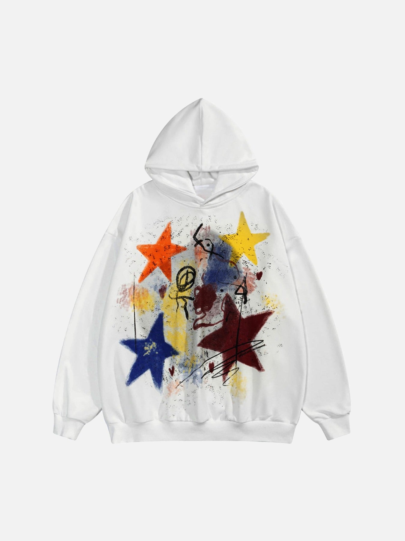 The Supermade Pentagram Graffiti Ink Splash Print Hooded Sweatshirt