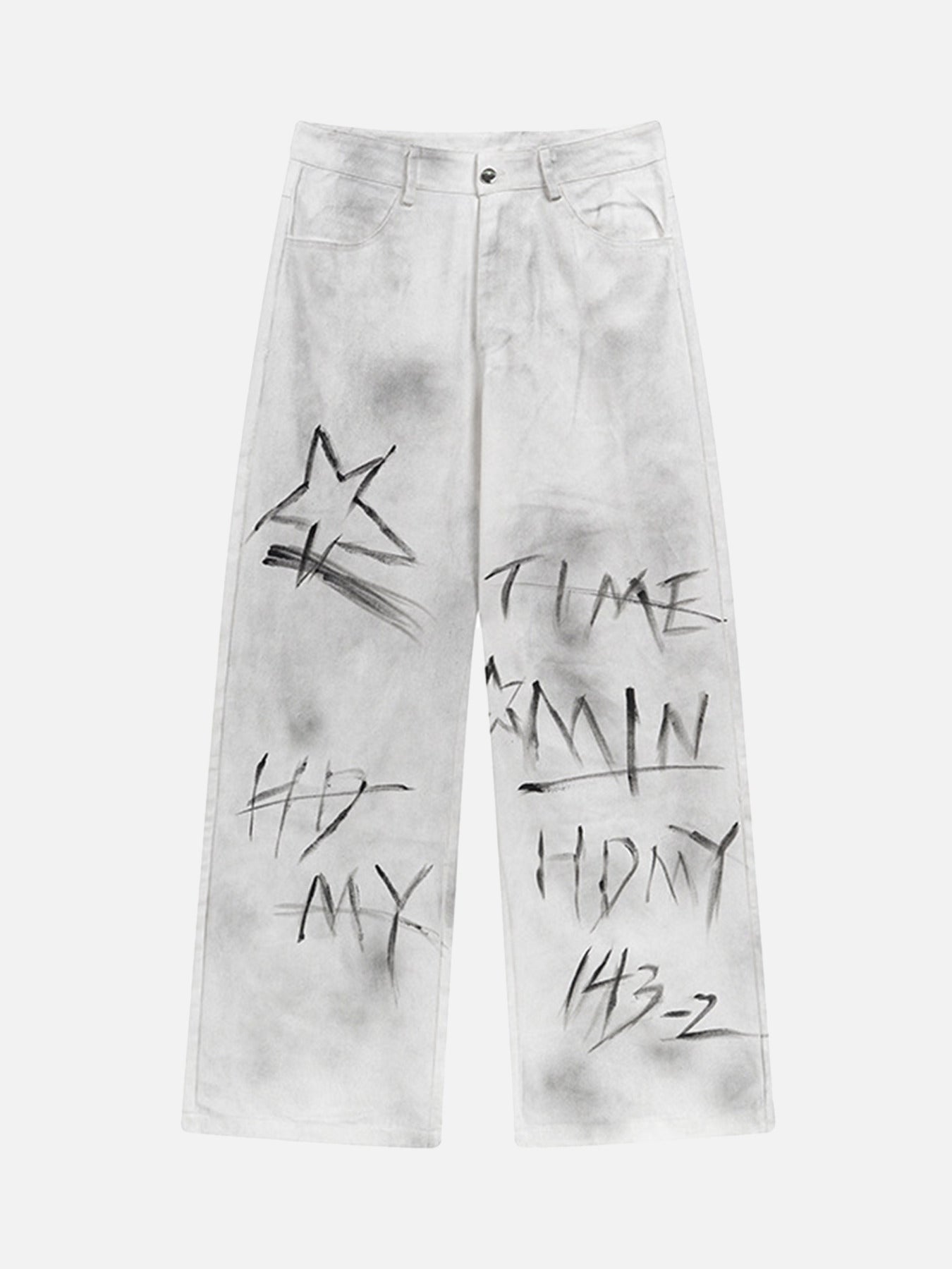 Thesupermade Graffiti Letter White Jeans