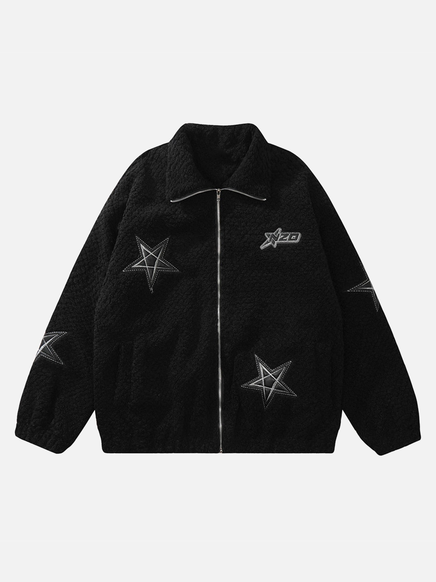 Thesupermade Embroidered Five-pointed Star Design Lambswool Cotton Jacket