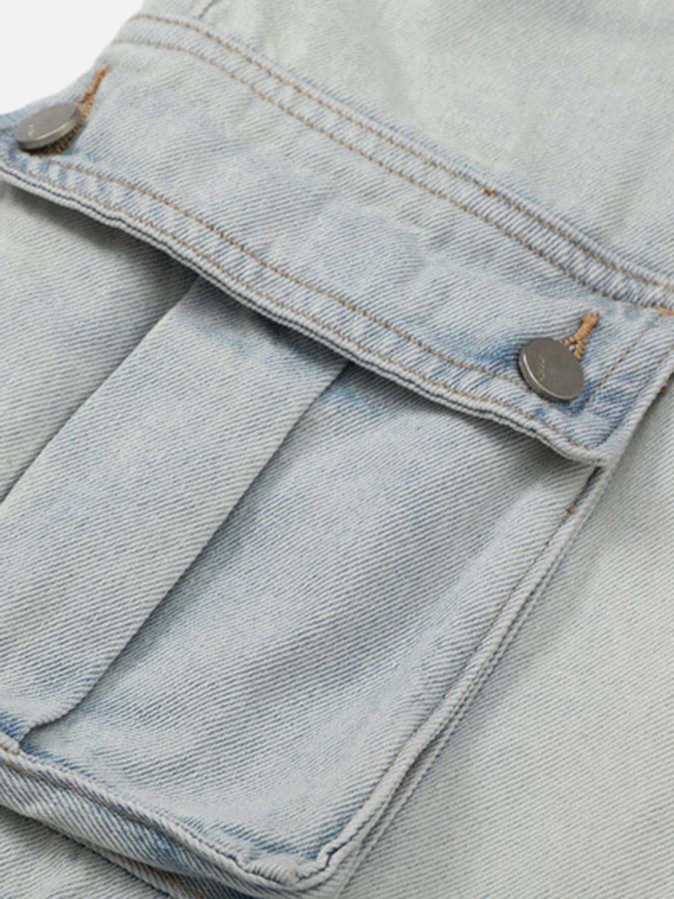 Thesupermade Vintage Washed Multi-pocket Work Jeans