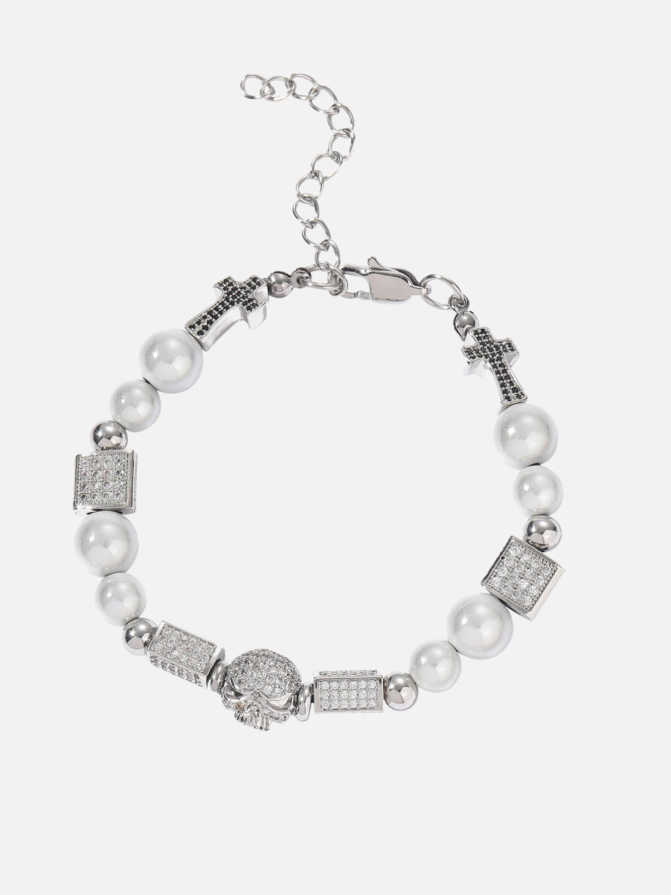 Thesupermade Skull Full Of Diamonds Stainless Steel Bracelet