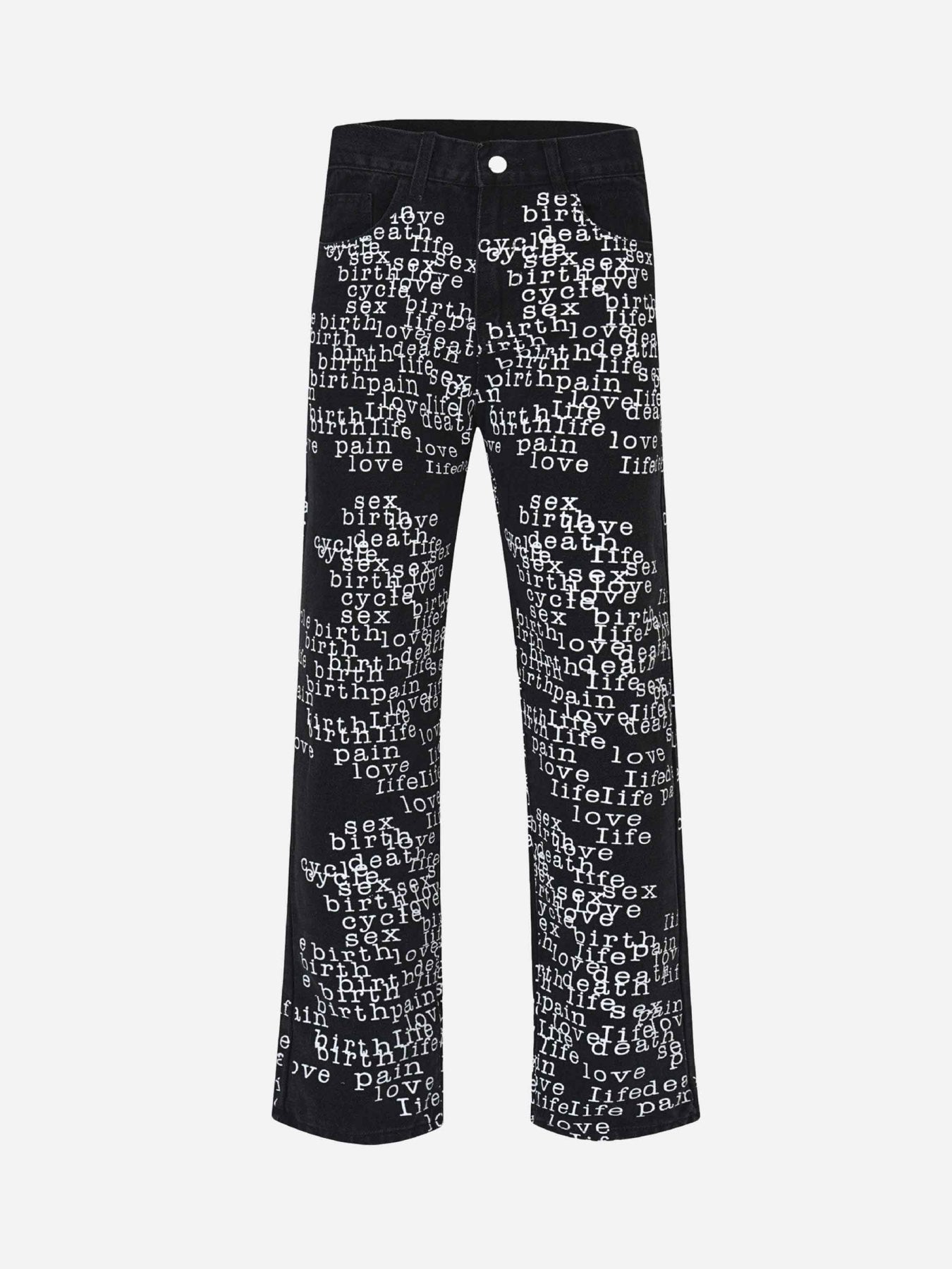 The Supermade American Style Old-fashioned Full Print Letter Jeans
