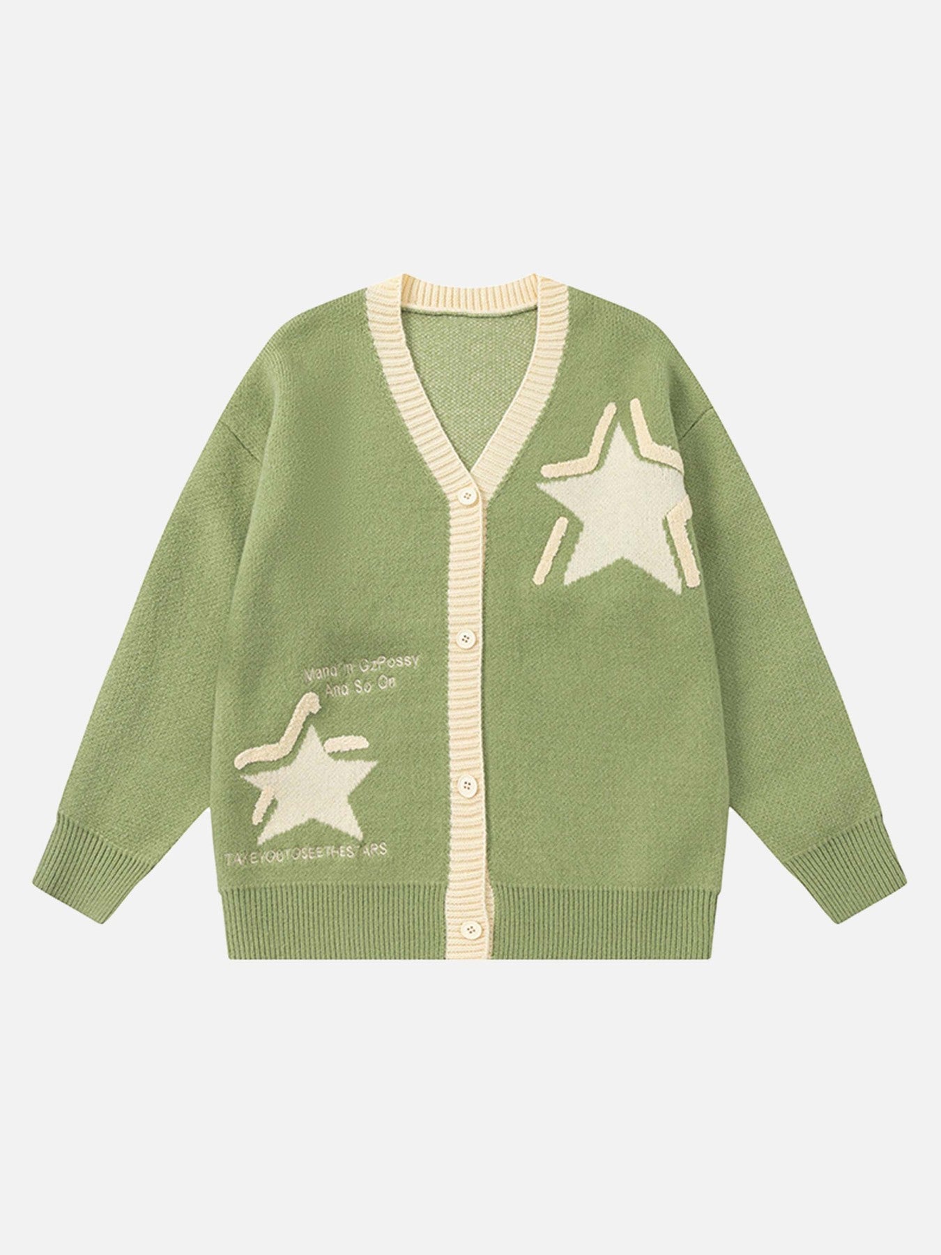 Thesupermade Vintage Star V-Neck Cardigan Sweater