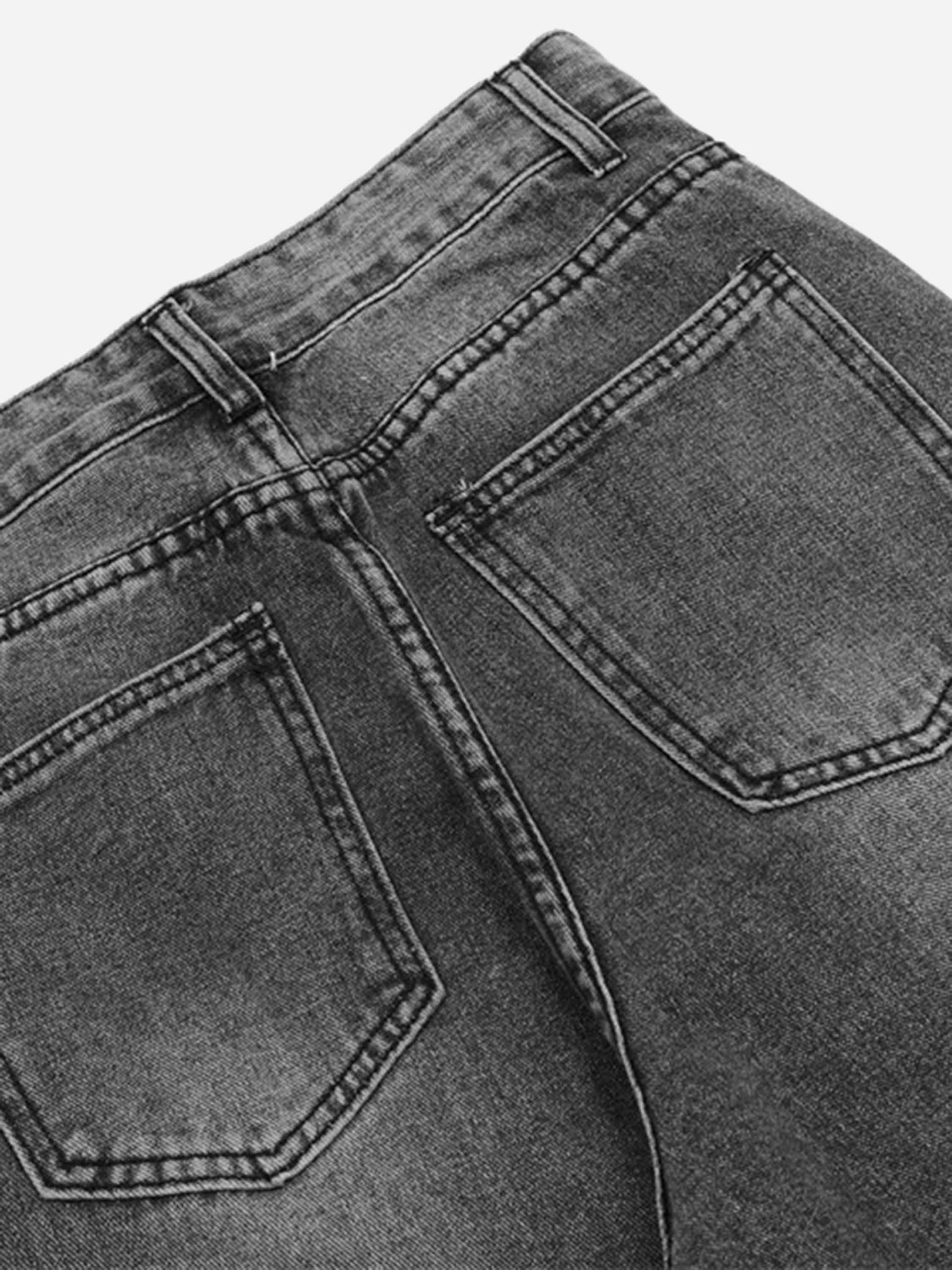 Thesupermade American Vintage Five-pointed Star Patch Embroidered Jeans Loose Straight-legged Pants -1439