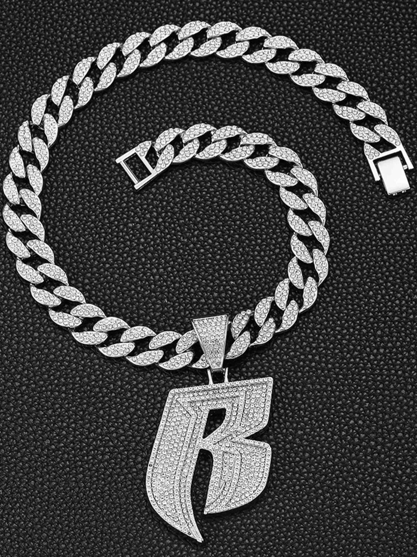 Thesupermade Hip Hop Diamond Monogram Necklace