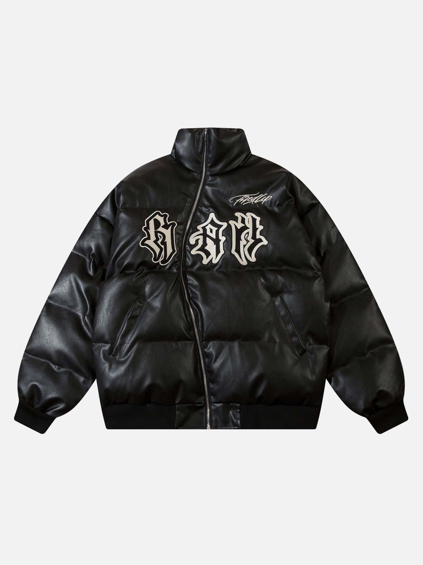 Thesupermade Street Letter Embroidery Diagonal Zipper Cotton Jacket