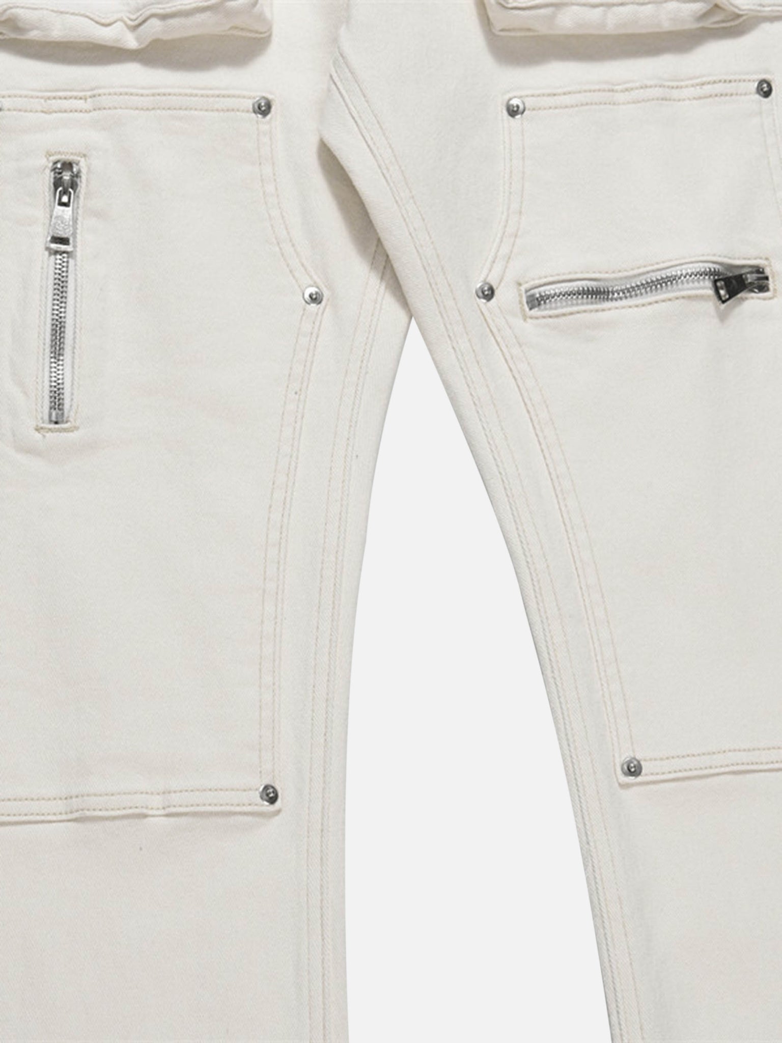The Supermade High Street Zipper Patchwork Pocket Denim Pants Straight Leg