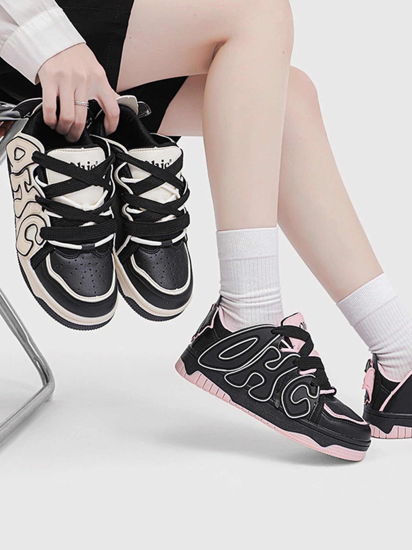 The Supermade Color-coded Letters Couple Skate Shoes