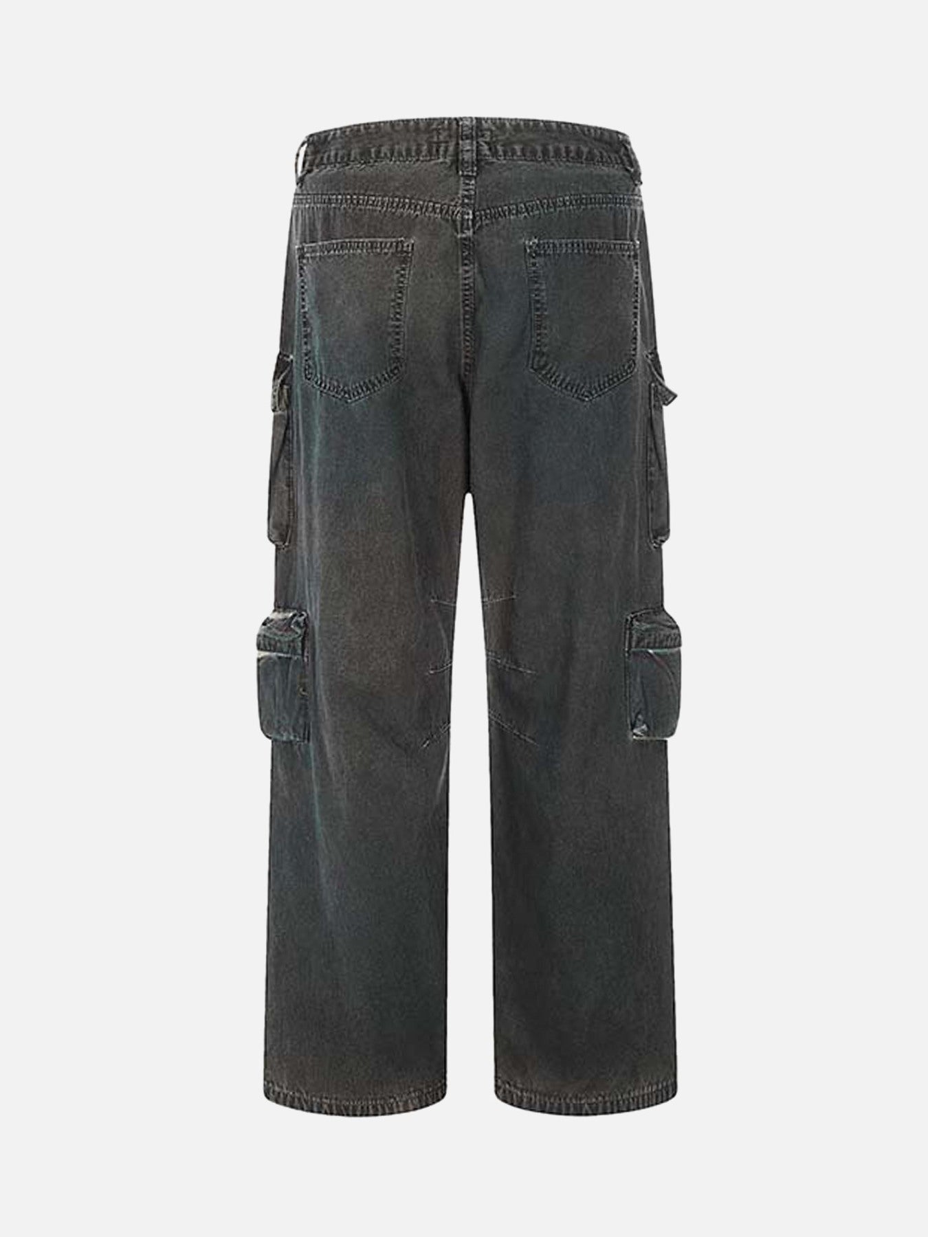 The Supermade Washed And Aged Tie-dye Multi-pocket Denim Work Pants