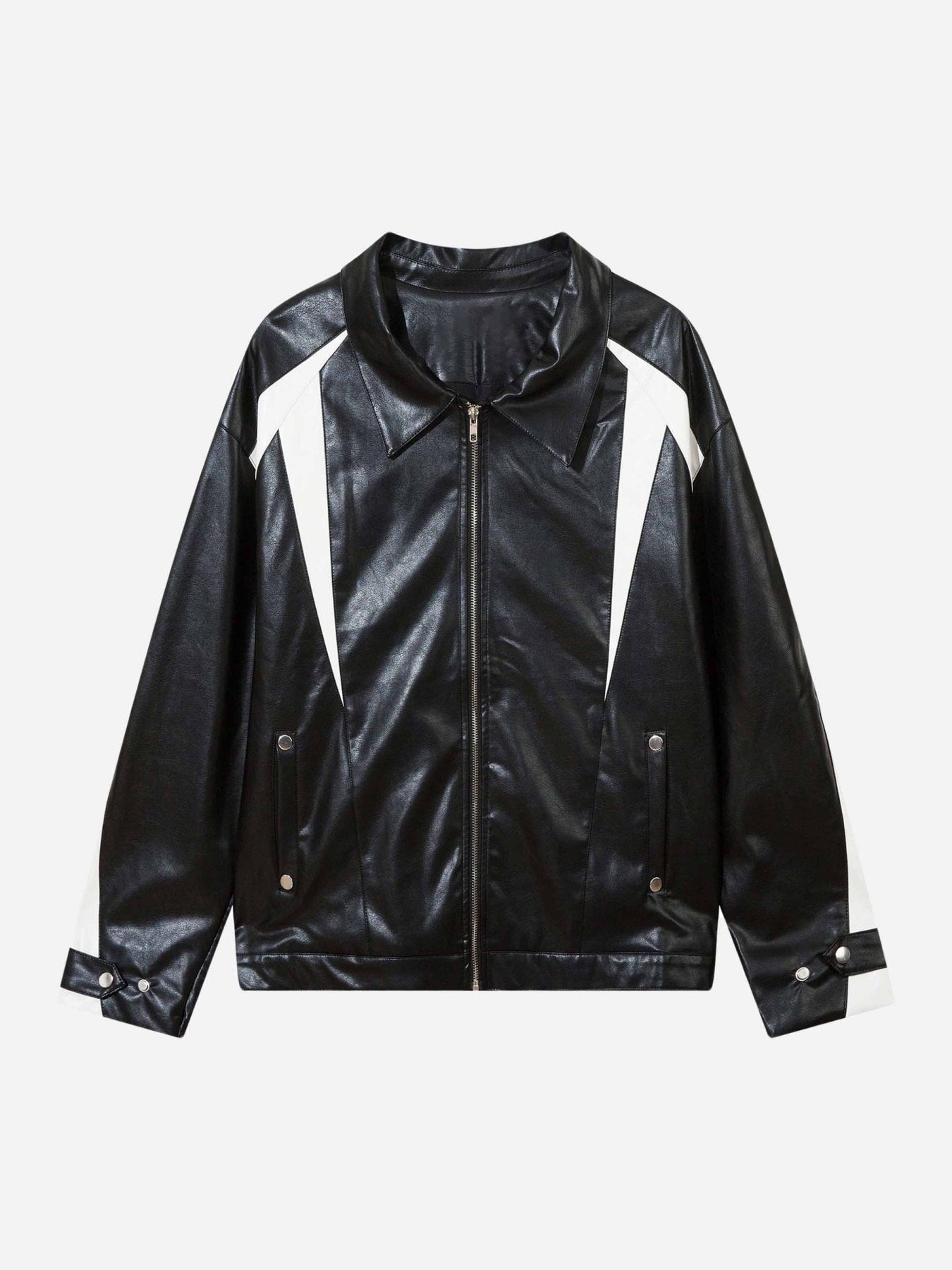 The Supermade Colorblocked Lapel Leather Jacket