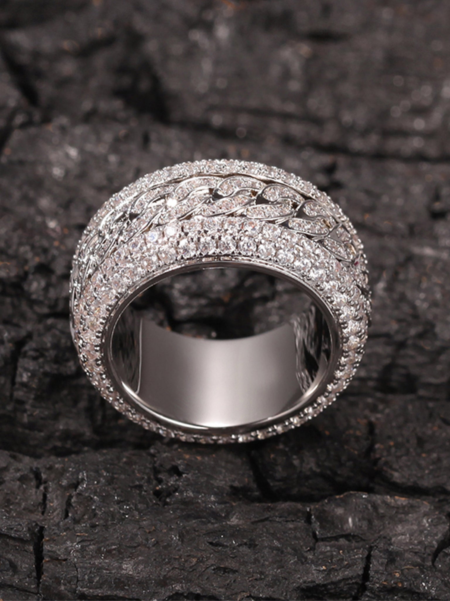 The Supermade Full Diamond Spinnable Cuban Ring