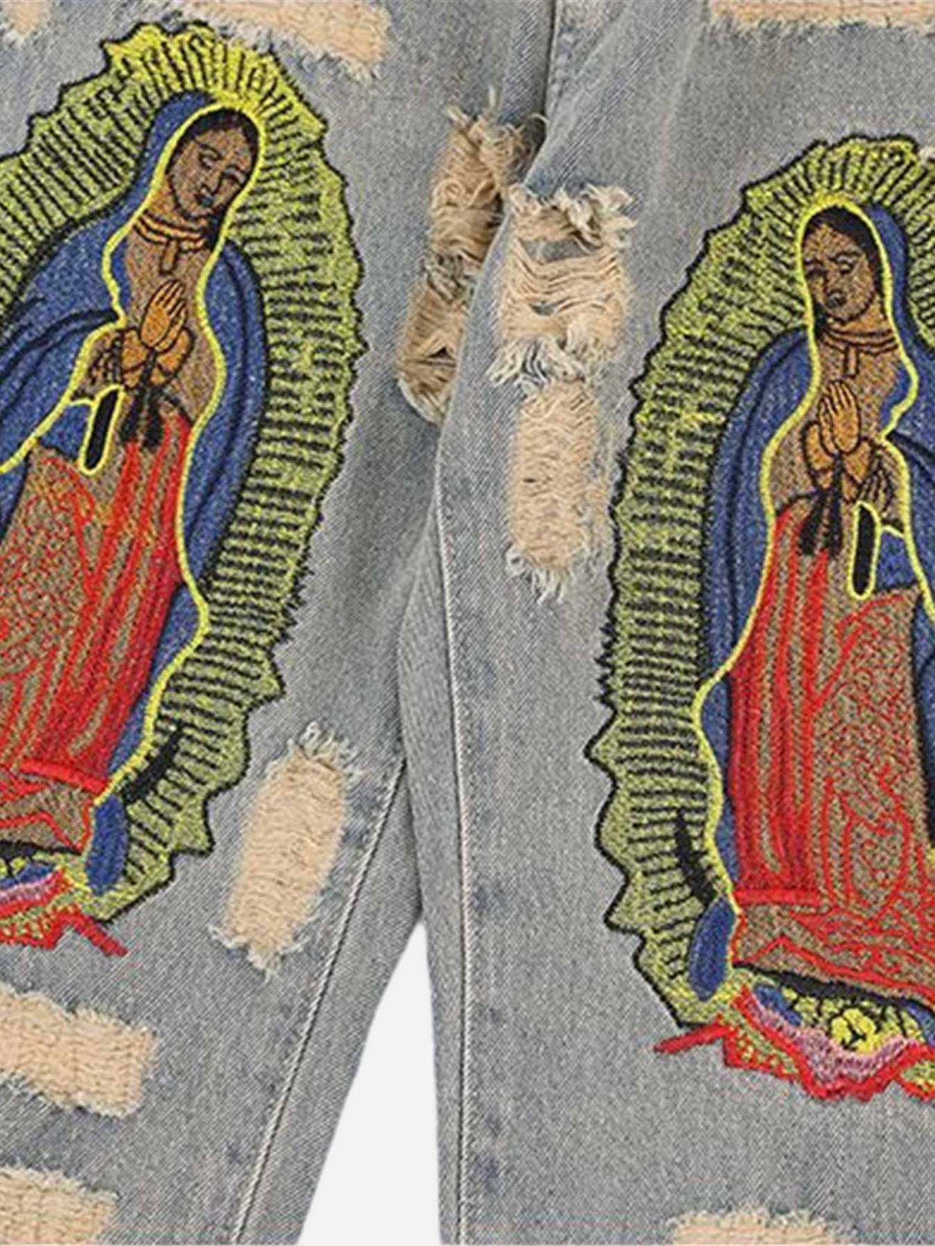 The Supermade American Street Style Ripped Embroidered Jeans - 1617