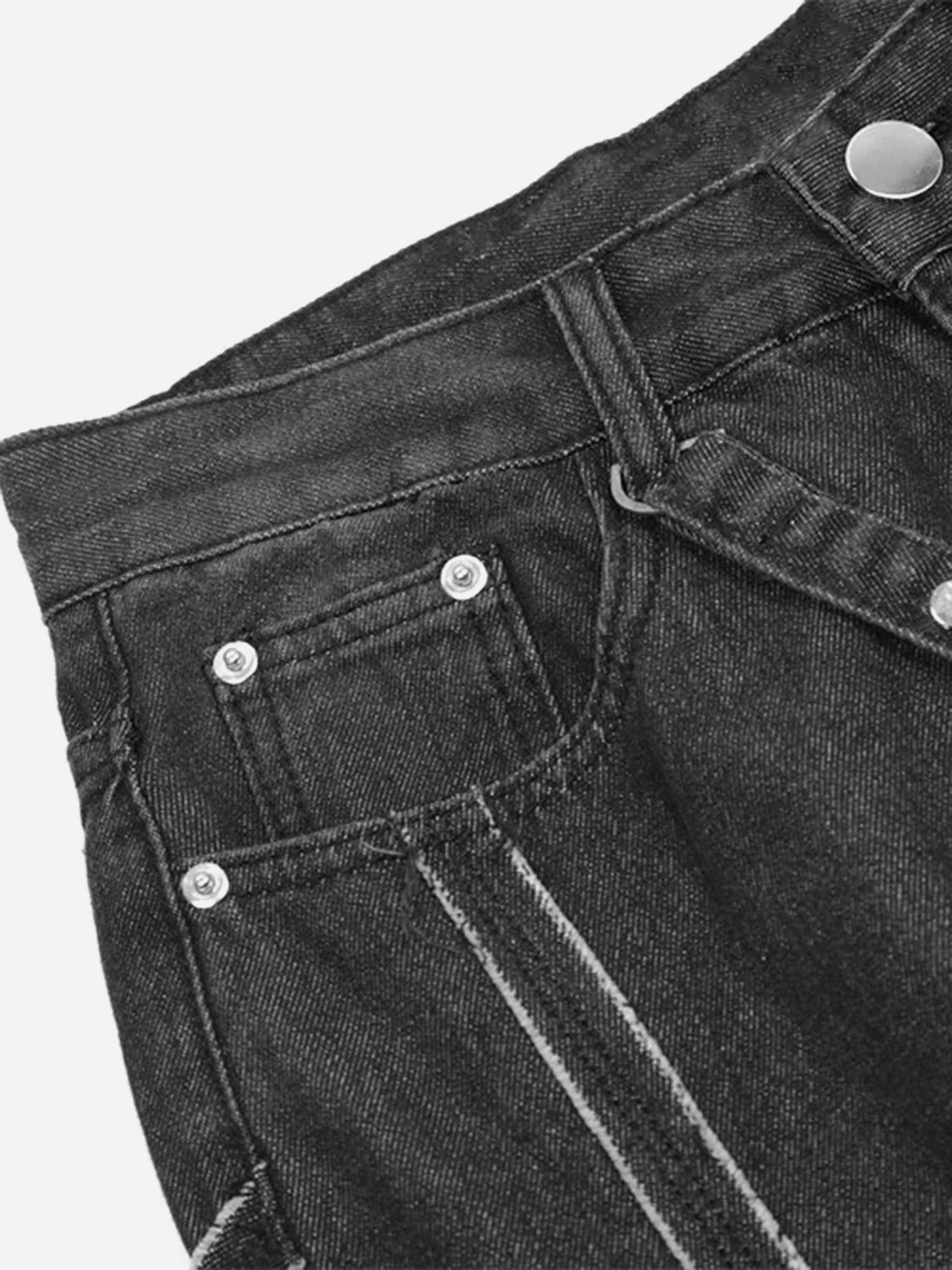 Thesupermade Hip-hop High Street Design Sense Spider Web Denim Straight Leg Pants-1512