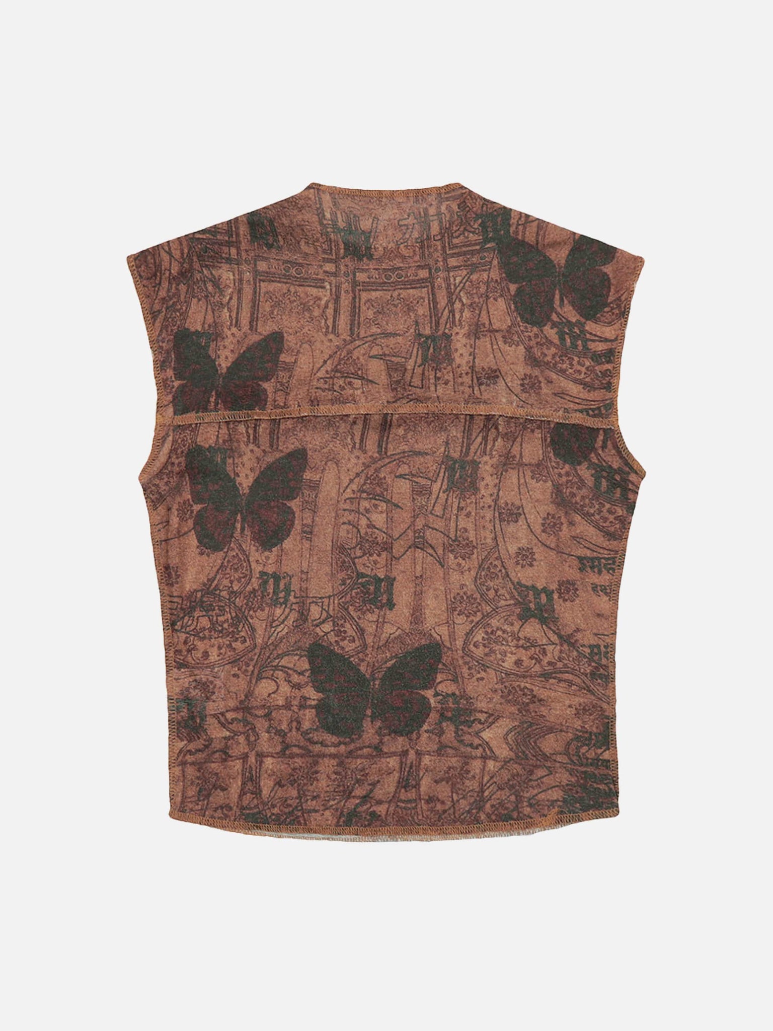 The Supermade American Vintage Butterfly Embroidery Pattern Sleeveless Vest -1605