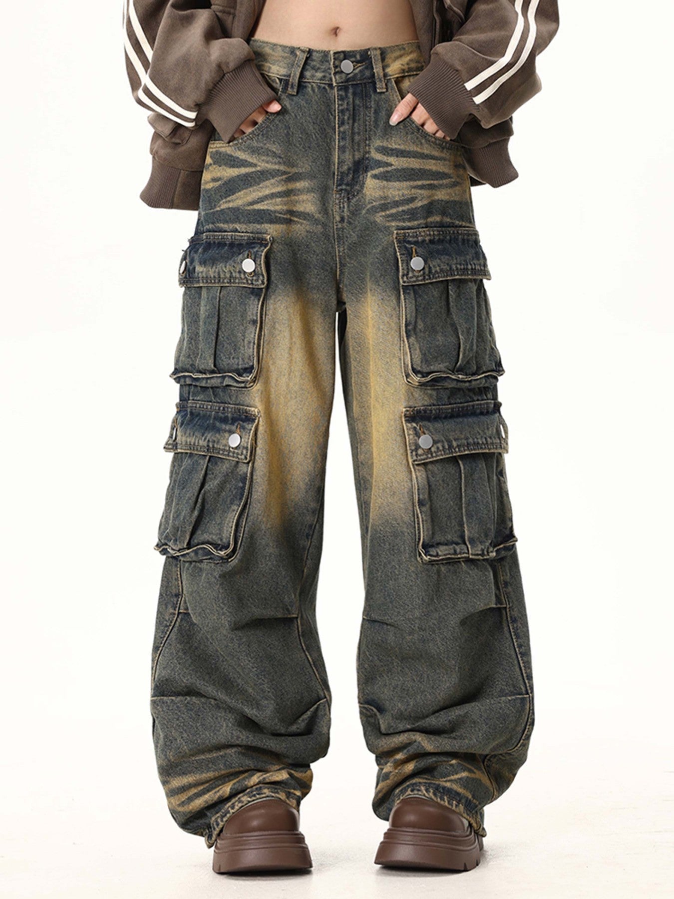 Thesupermade Multi-pocket Cargo Jeans - 1919