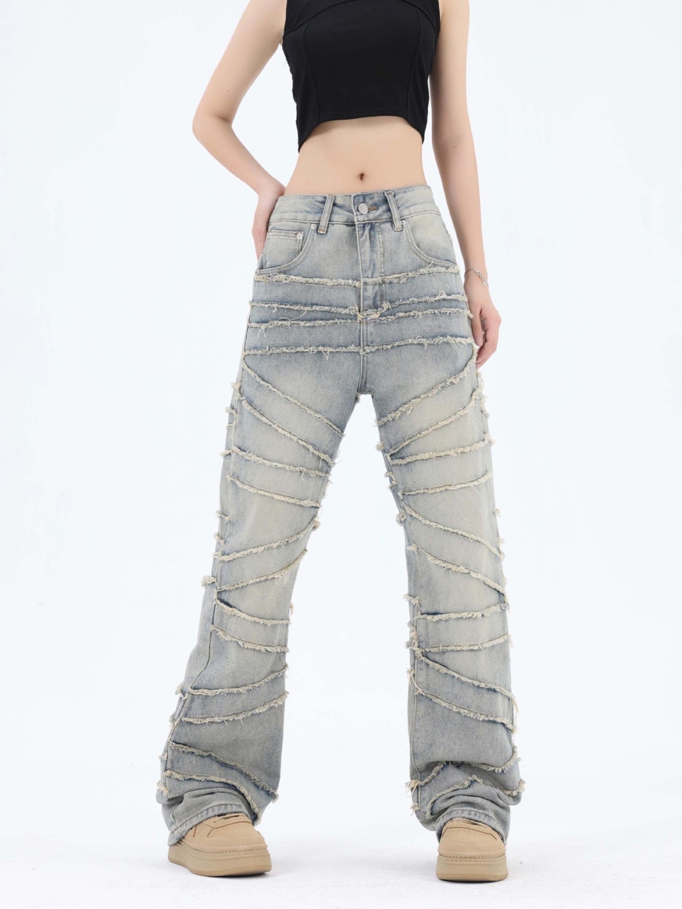 Thesupermade Loose Wide Leg Cat Whisker Jeans - 1809
