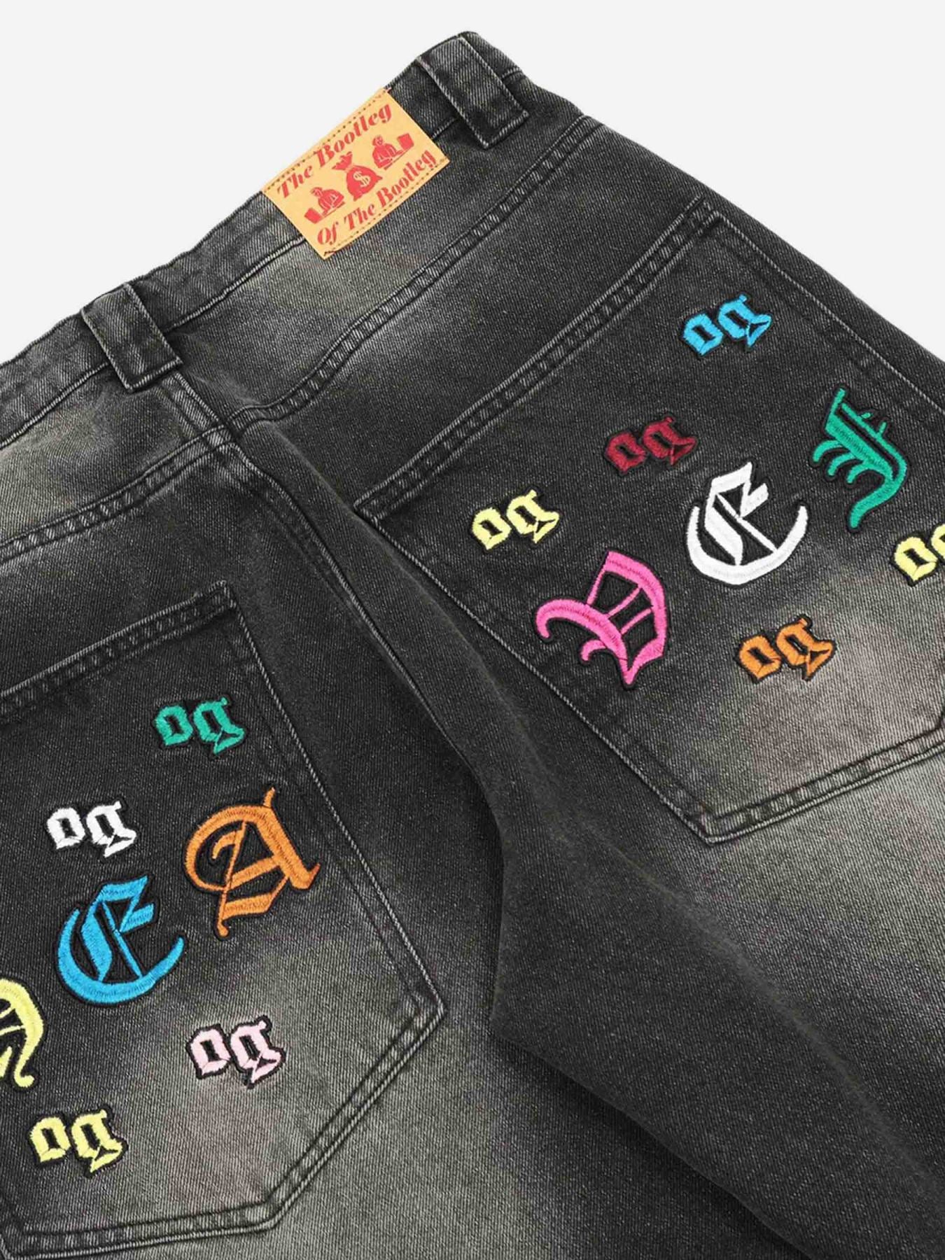 Thesupermade American Gothic Letter Embroidered Jeans