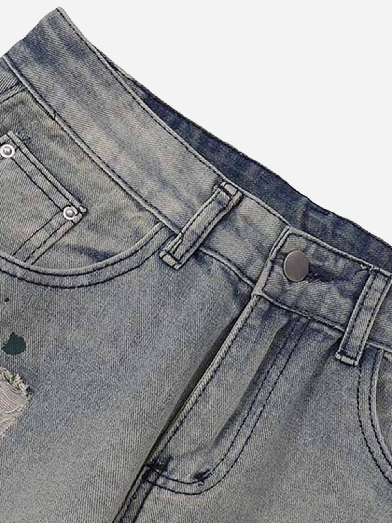 The Supermade Vintage Ink Splash Washed And Distressed Jeans