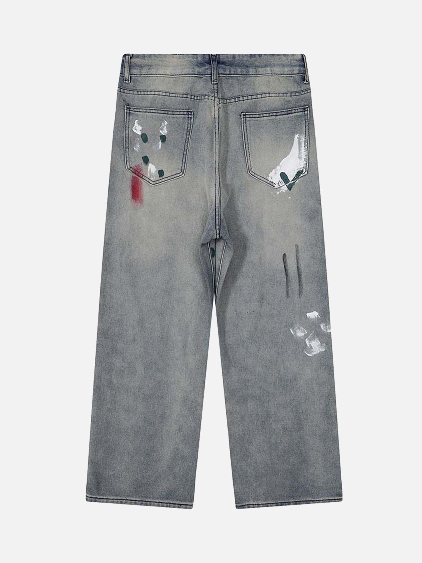 Thesupermade Vintage Ink Splash Washed And Distressed Jeans