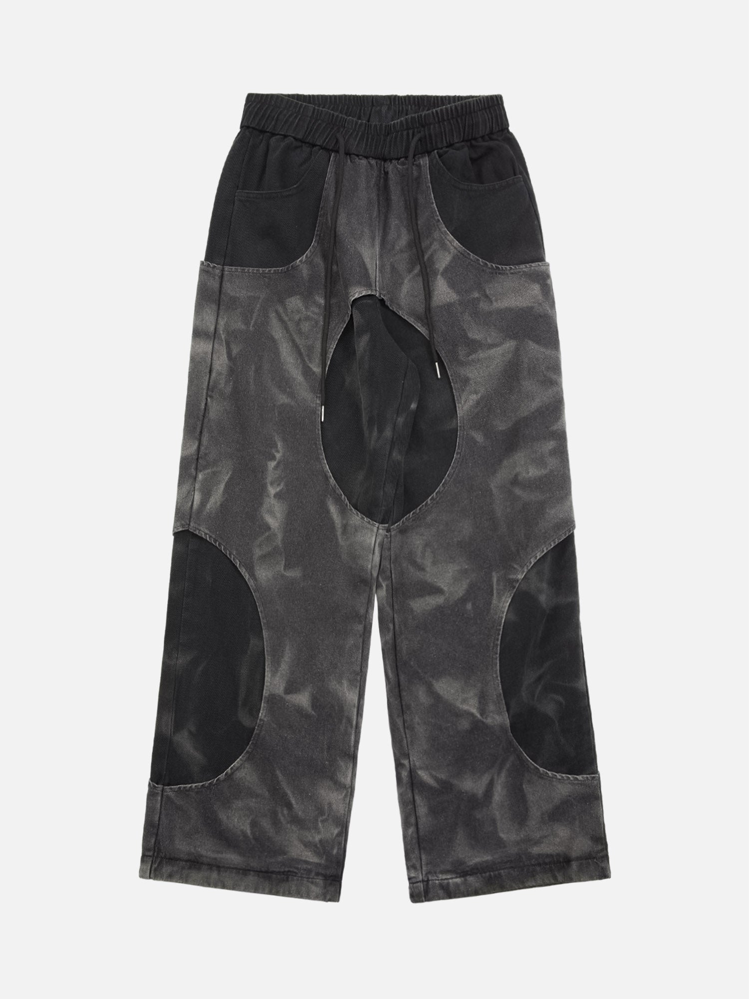 Thesupermade Distressed Tie-dye Cutout Hip-hop Sweatpants