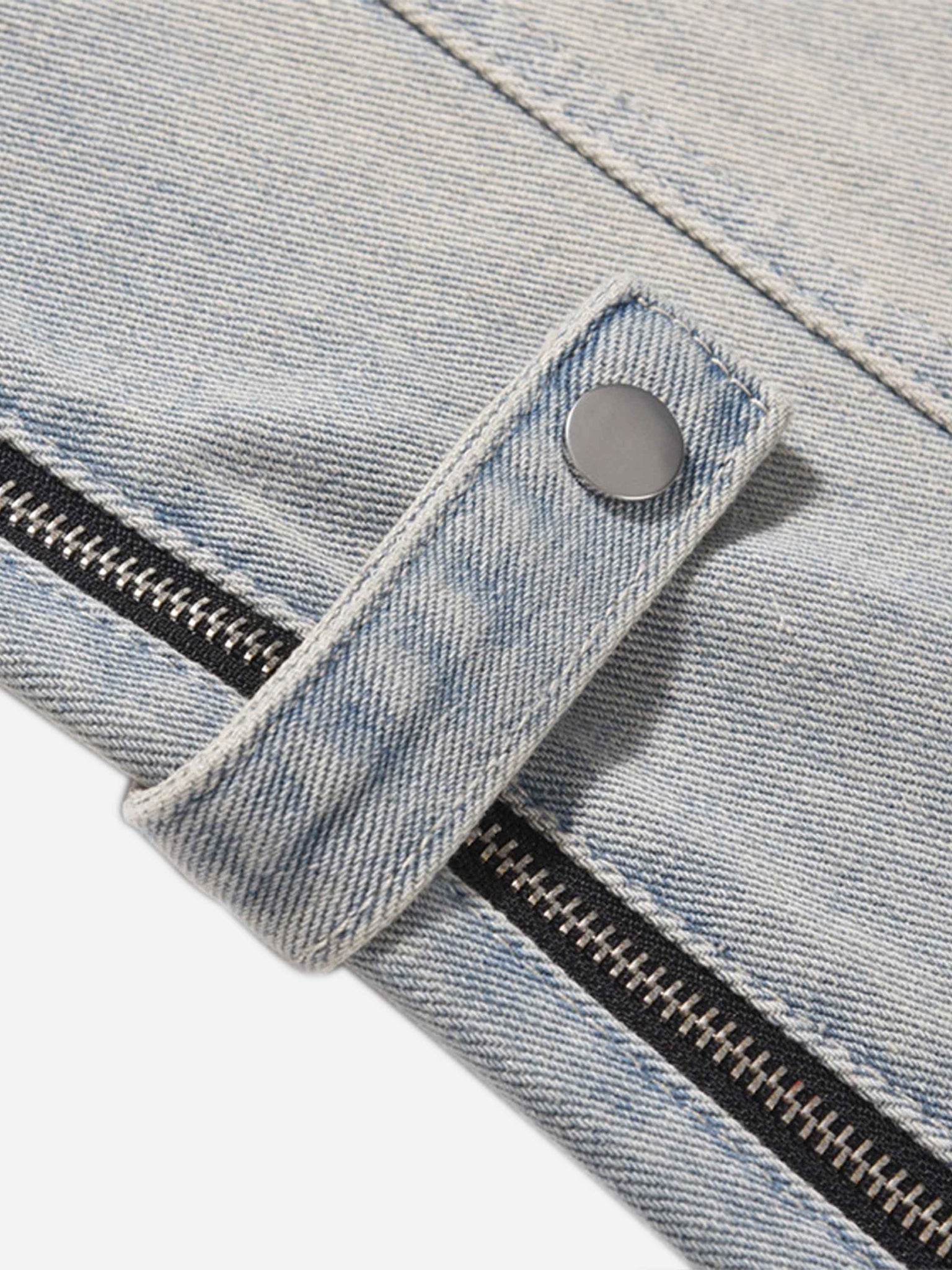 The Supermade High Street Hip-hop Design Sense Zipper Straight Jeans Nine-point Pants