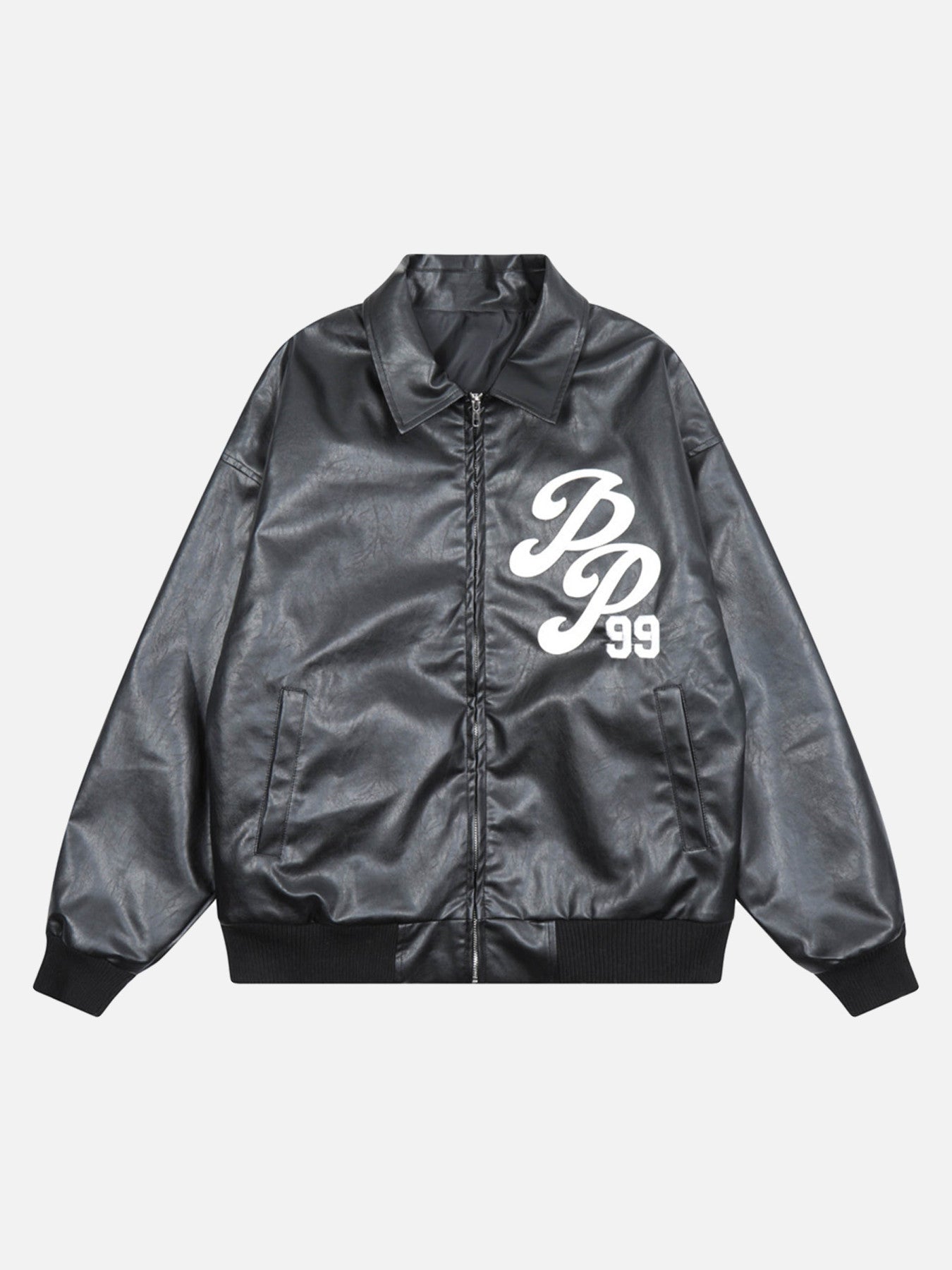 The Supermade Patch Leather Embroidered Monogrammed Pu Leather Jacket