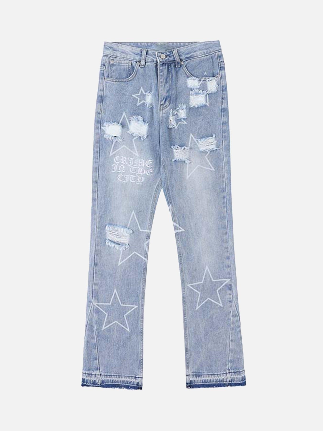 Thesupermade Star Print Ripped Jeans - 1741