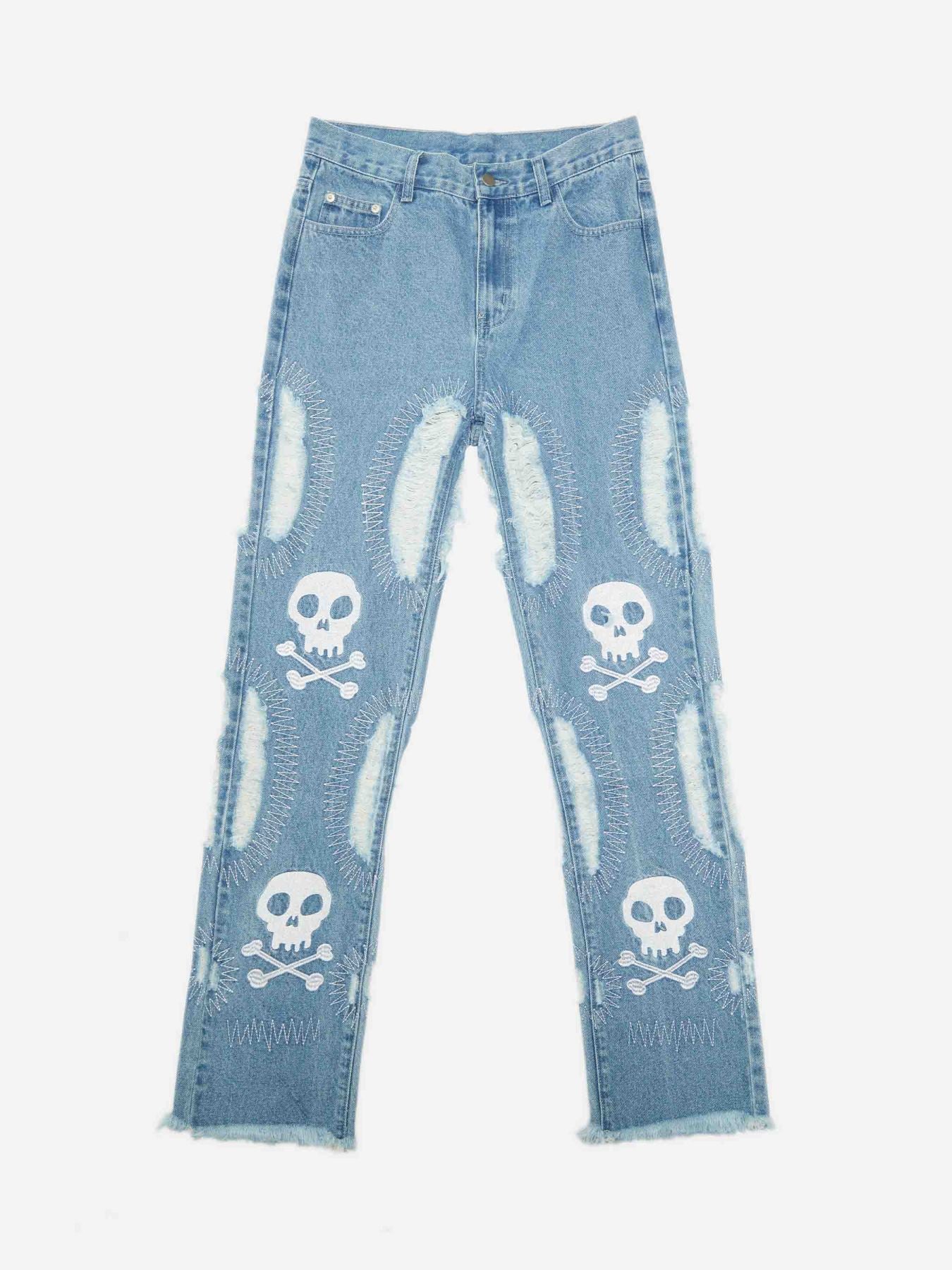 The Supermade Skull Embroidered Jeans