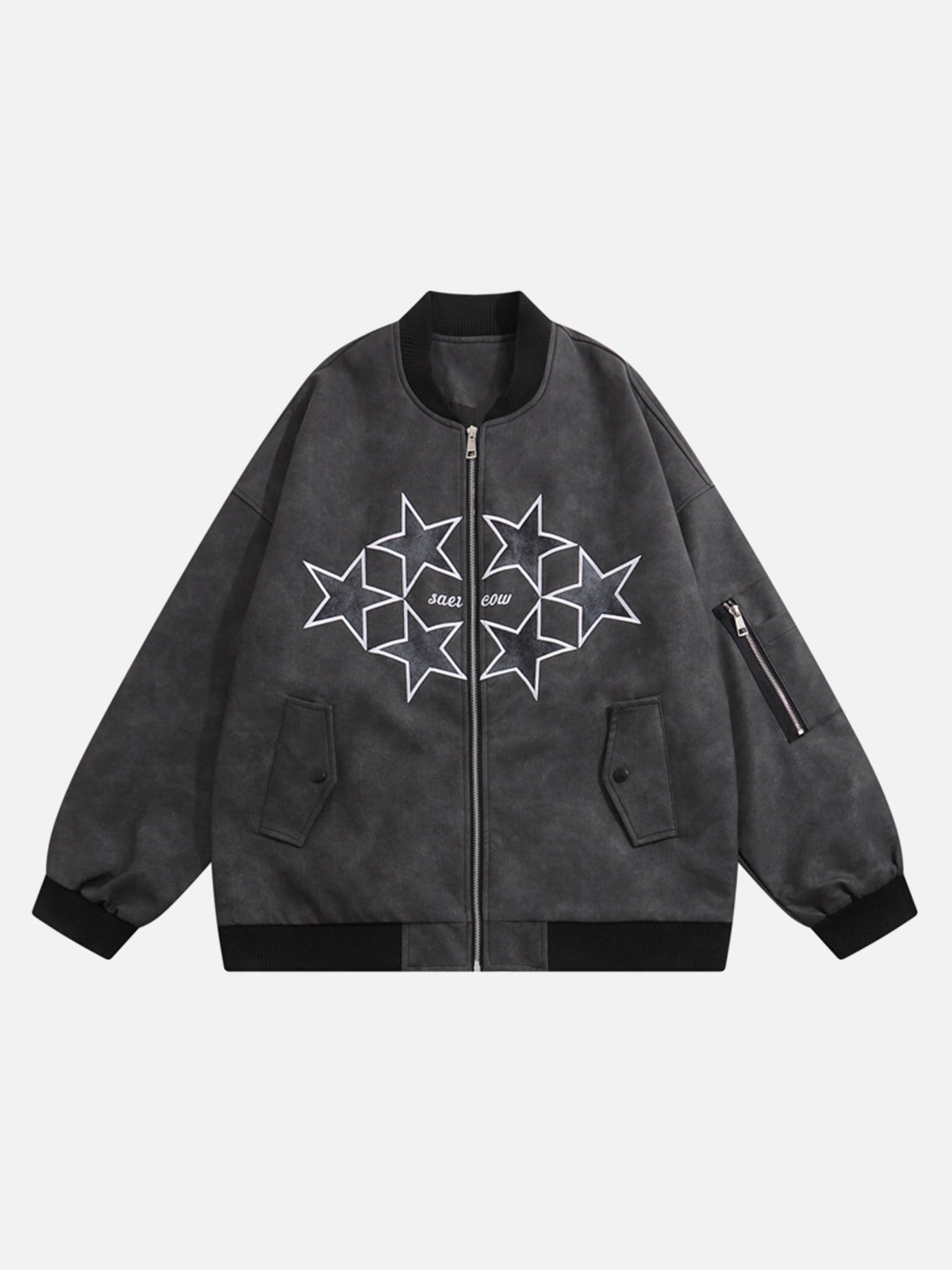 The Supermade Pentagram Embroidered Leather Jacket