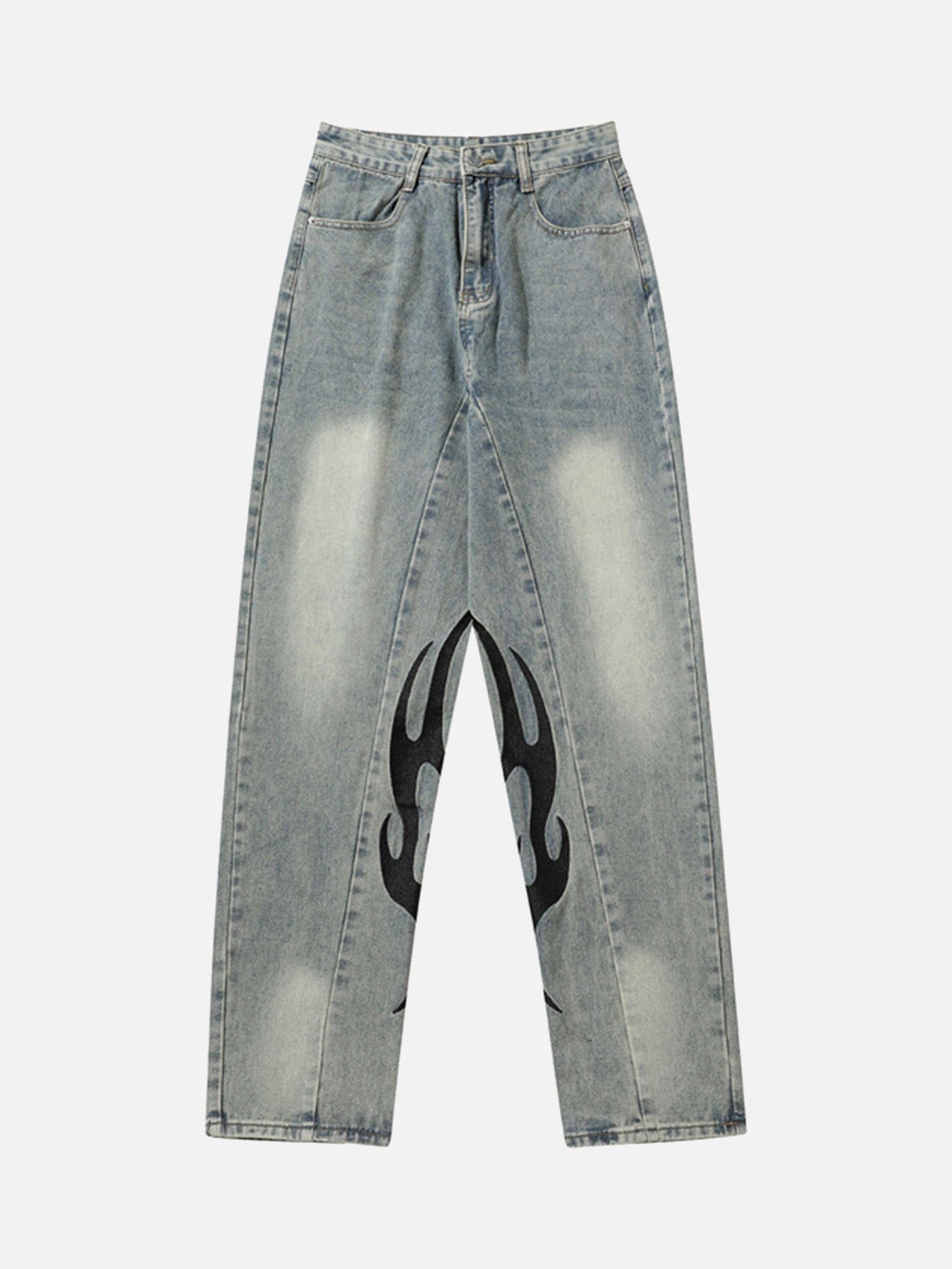 The Supermade Flame Embroidered Straight-leg Jeans
